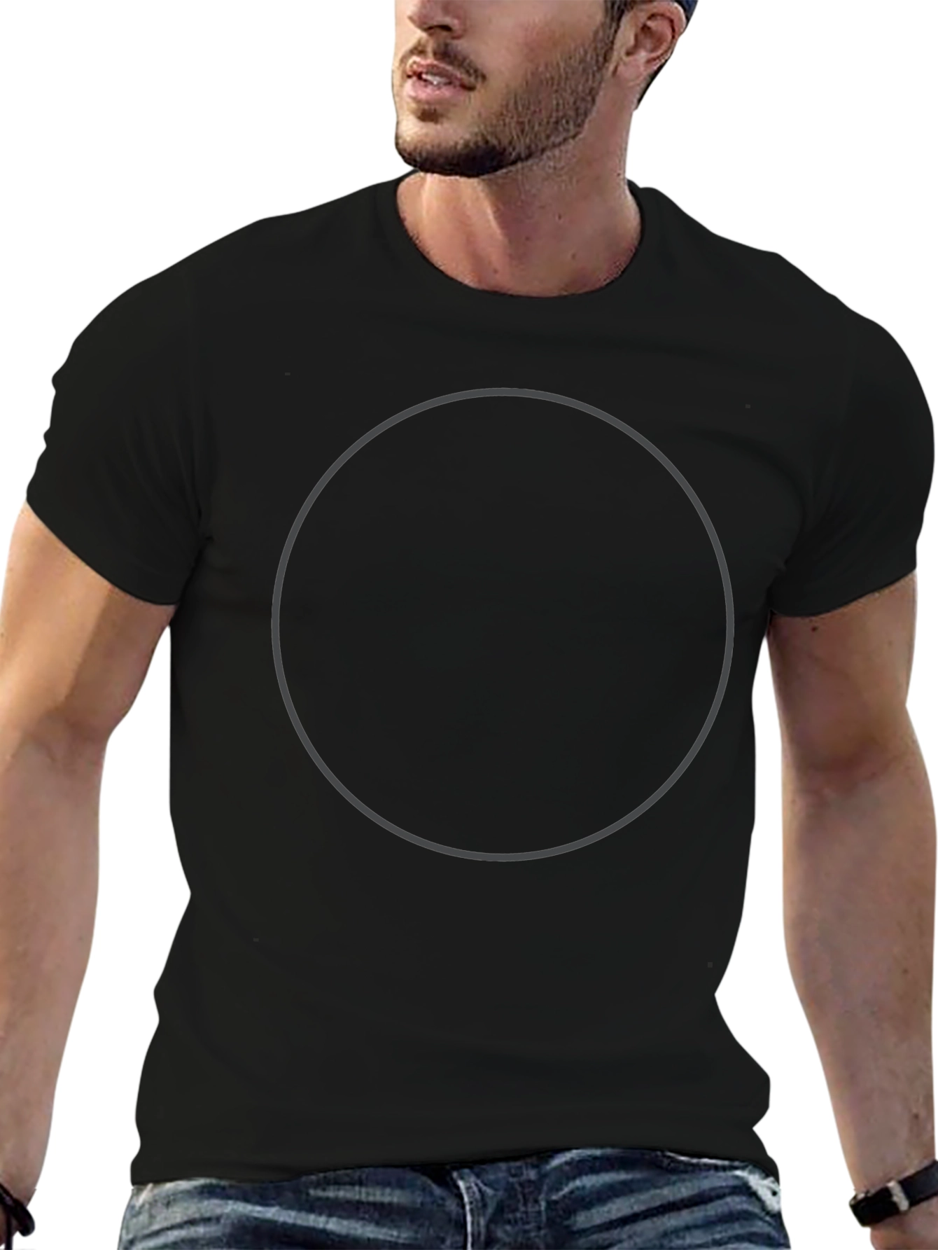 Black Men's Black Crew Neck T-Shirt view 6