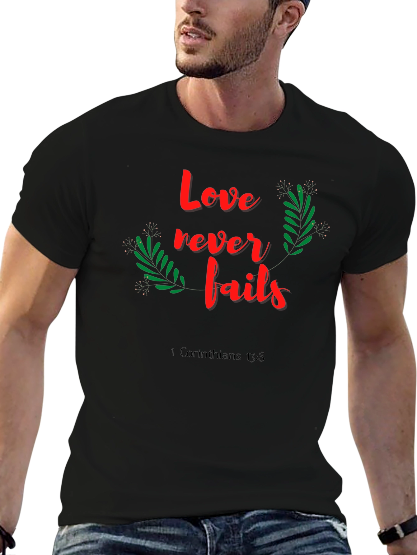 Black Love Never Fails Black T-Shirt view 6