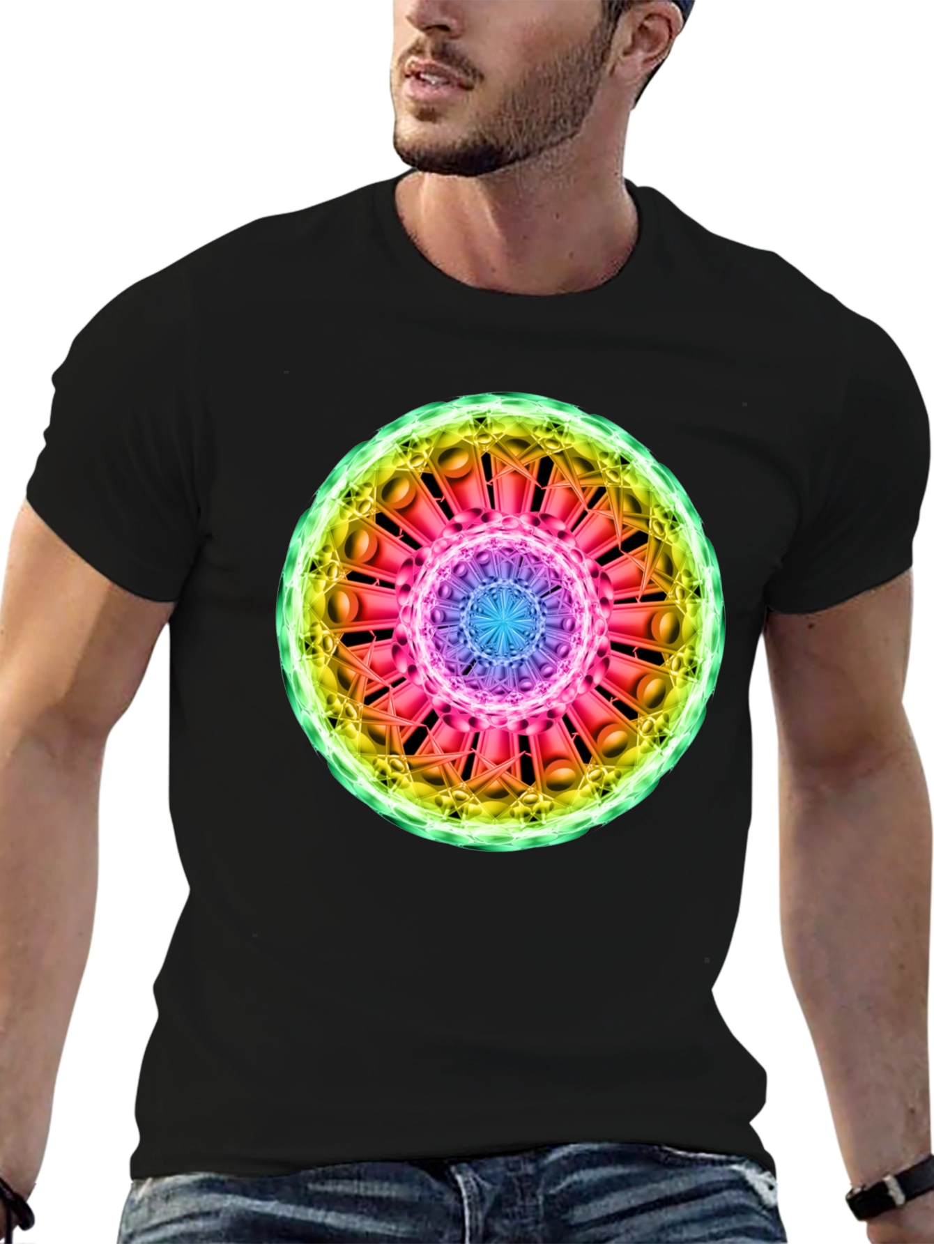 Black Cosmic Mandala Graphic Tee - Black view 6