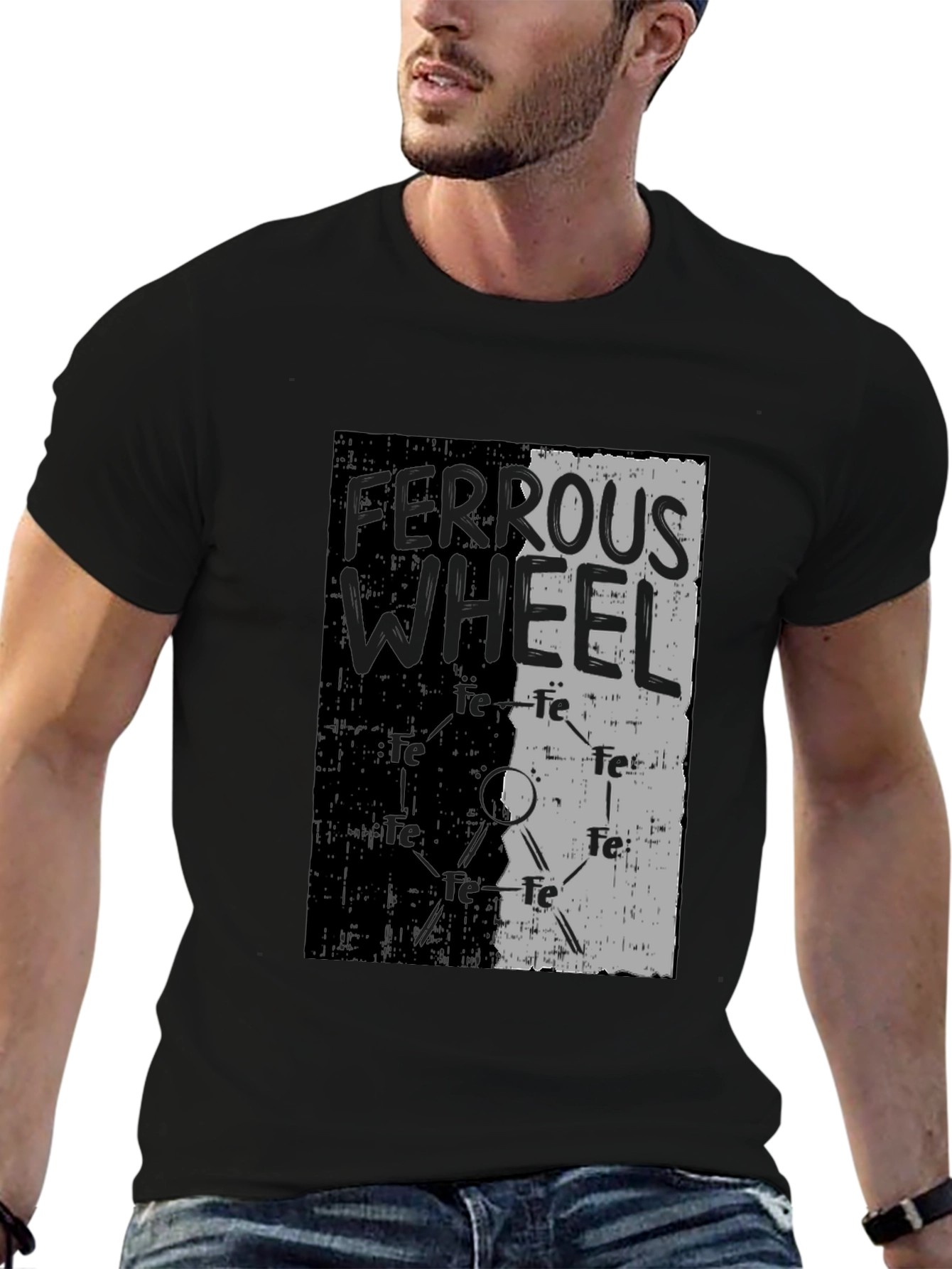 Black Ferrous Wheel Graphic Tee - Black Cotton Blend view 6