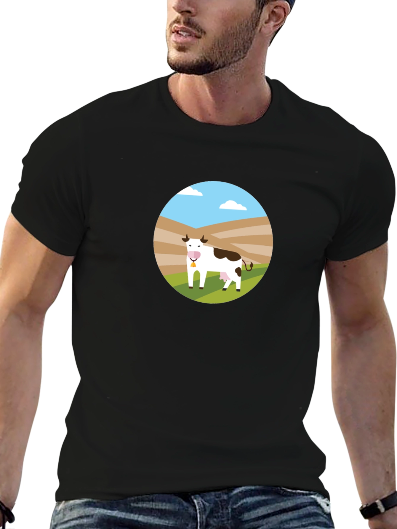 Black Cow Graphic Black T-Shirt view 6