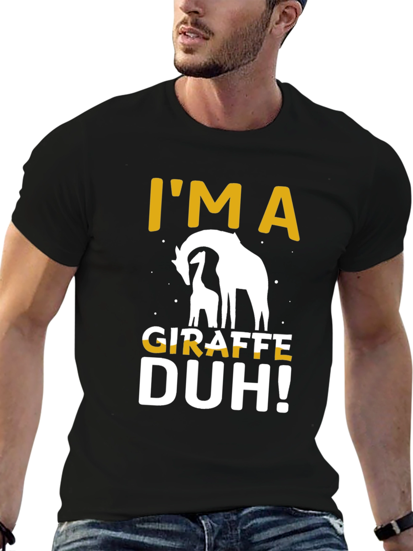 Black I'm a Giraffe Duh! Novelty Graphic Tee view 6