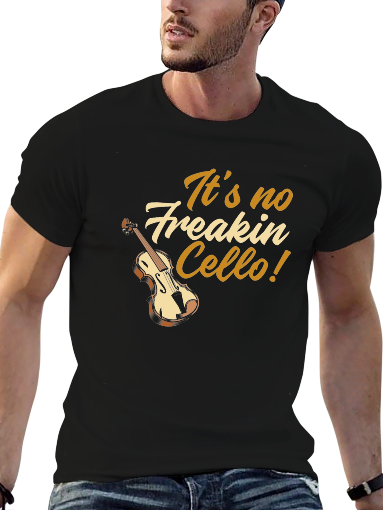 Black It's no Freakin' Cello! Black T-Shirt - Music Lover Gift view 6