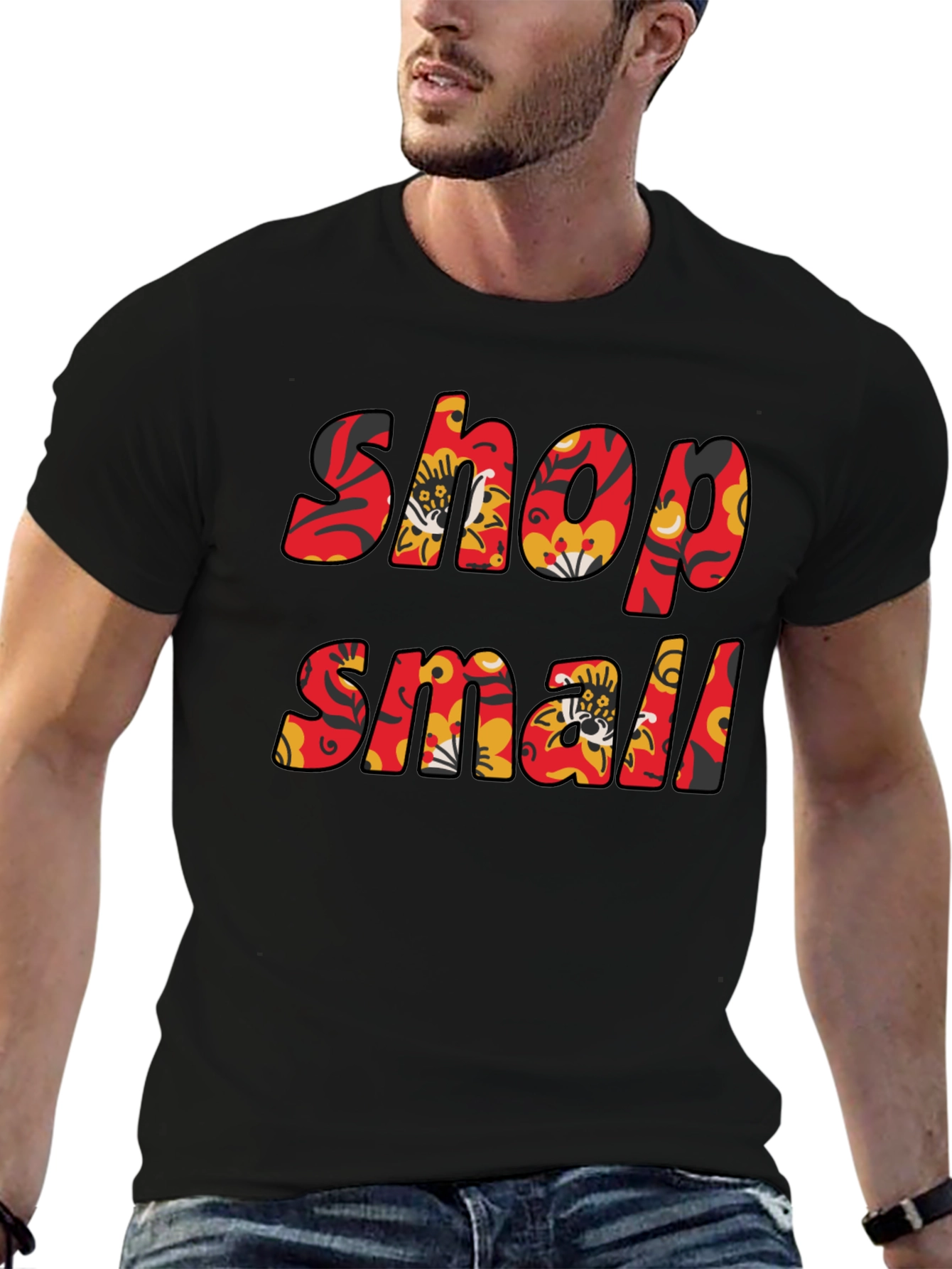 Black Shop Small Floral T-Shirt - Black view 6