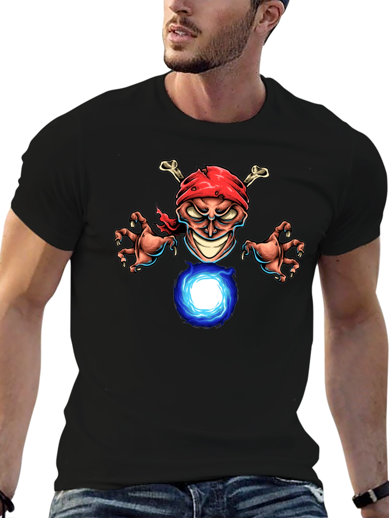 Black Pirate Wizard Graphic T-Shirt view 6
