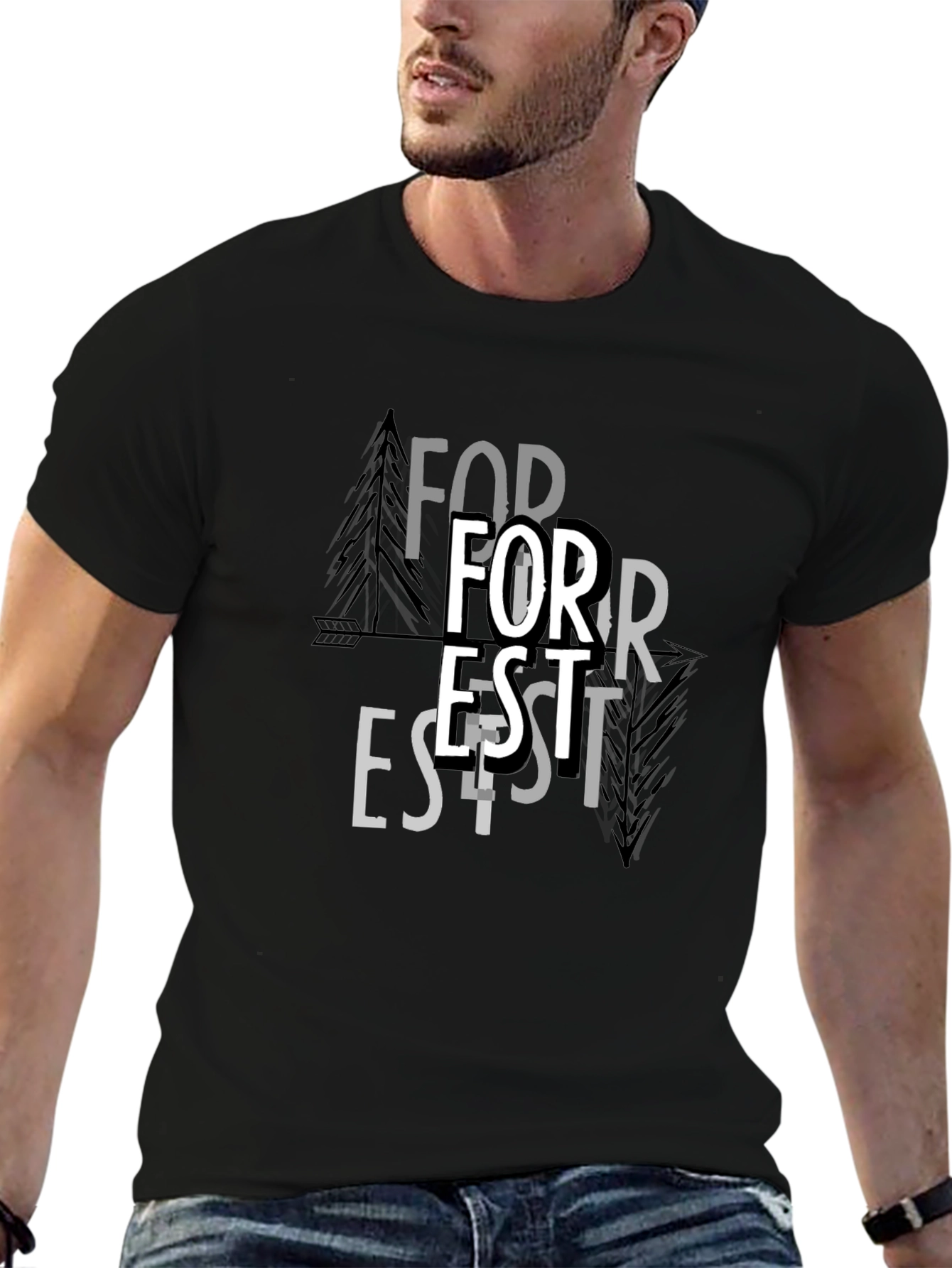 Black Forest Graphic Print Black T-Shirt view 6