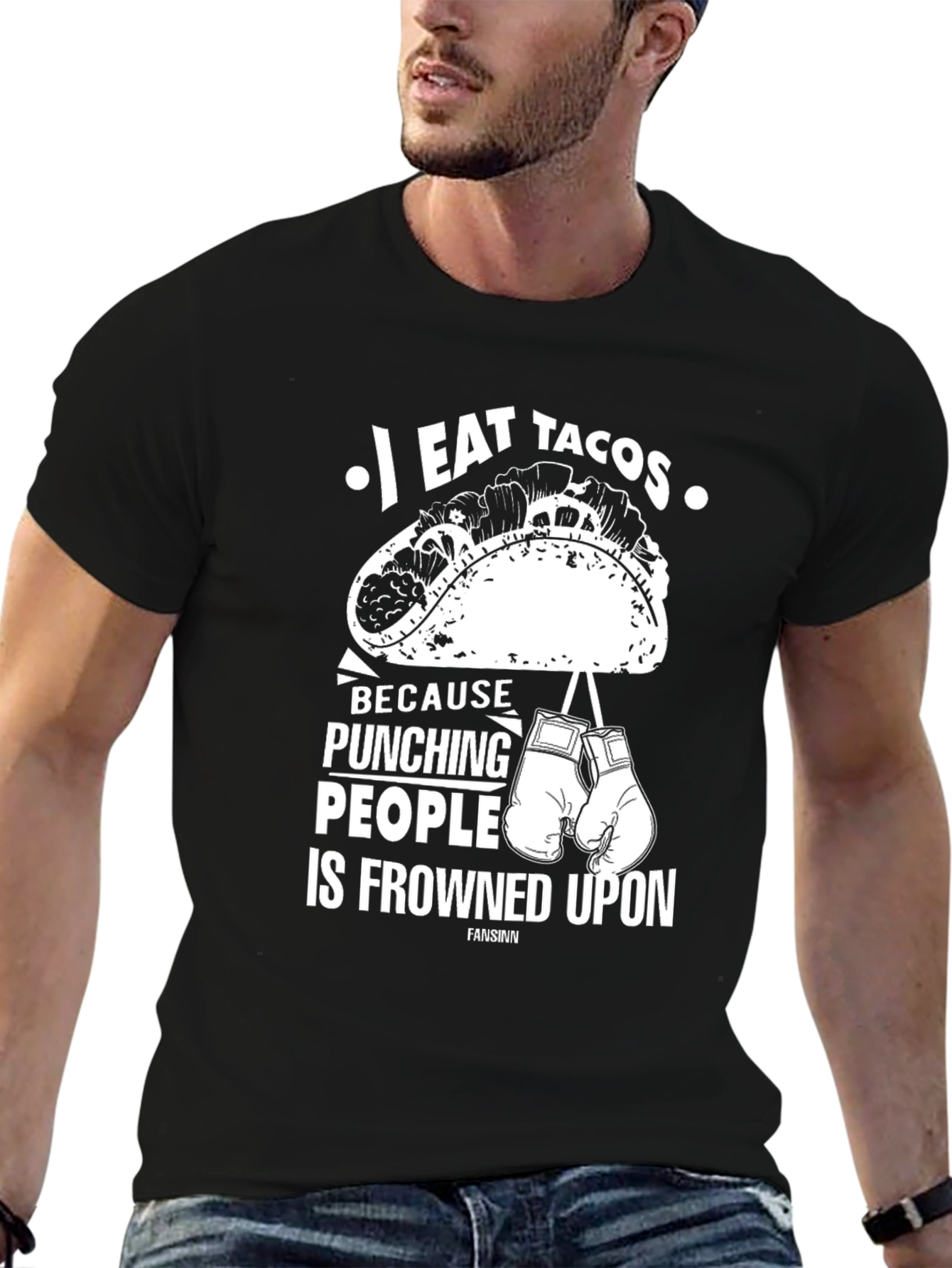 Black I Eat Tacos Funny Graphic Tee view 6