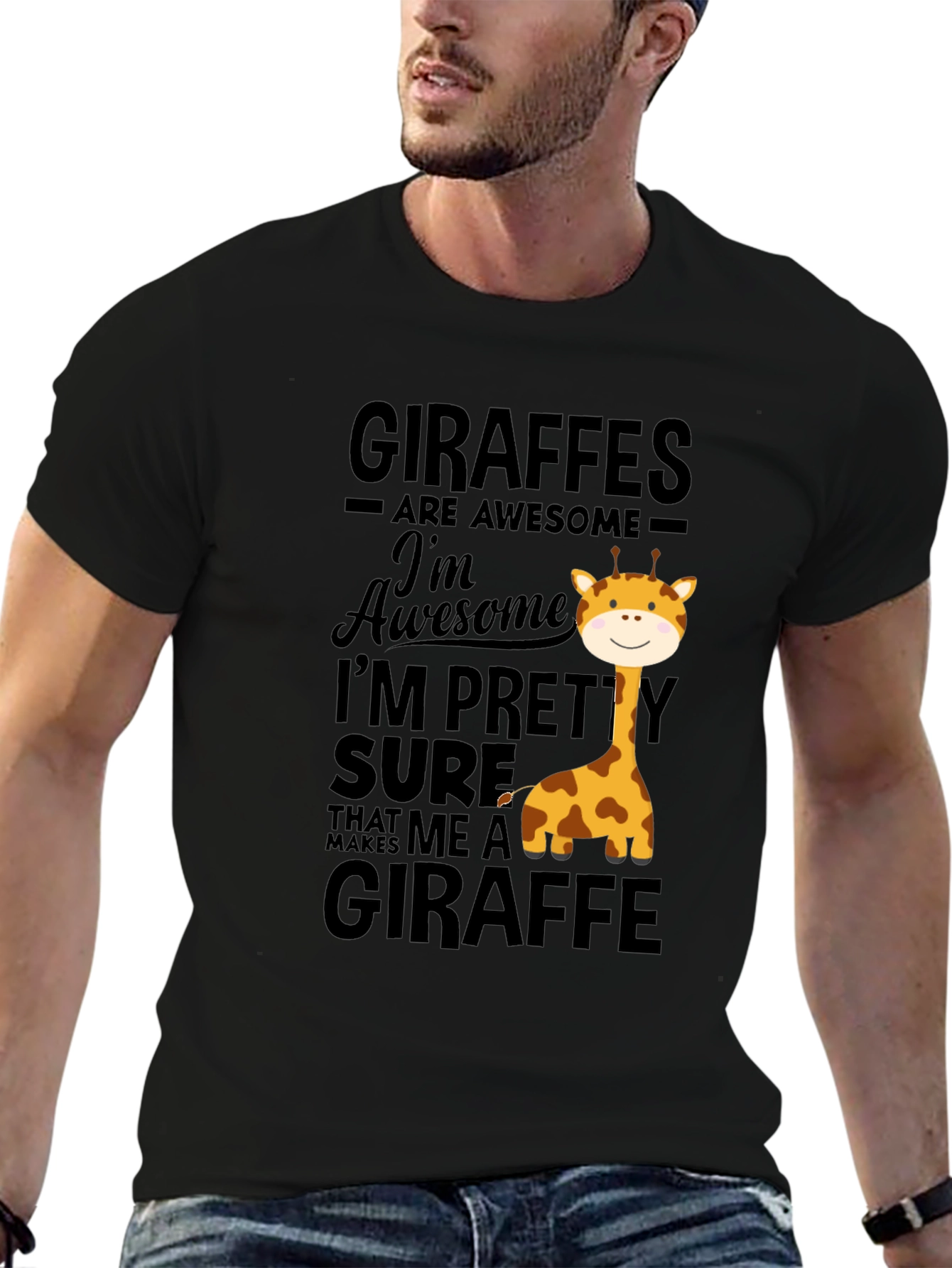 Black Giraffe Lover T-Shirt - Awesome Giraffes Tee view 6