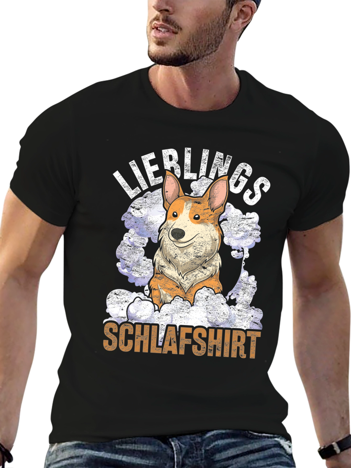 Black Corgi "Lieblings Schlafshirt" Black T-Shirt view 6