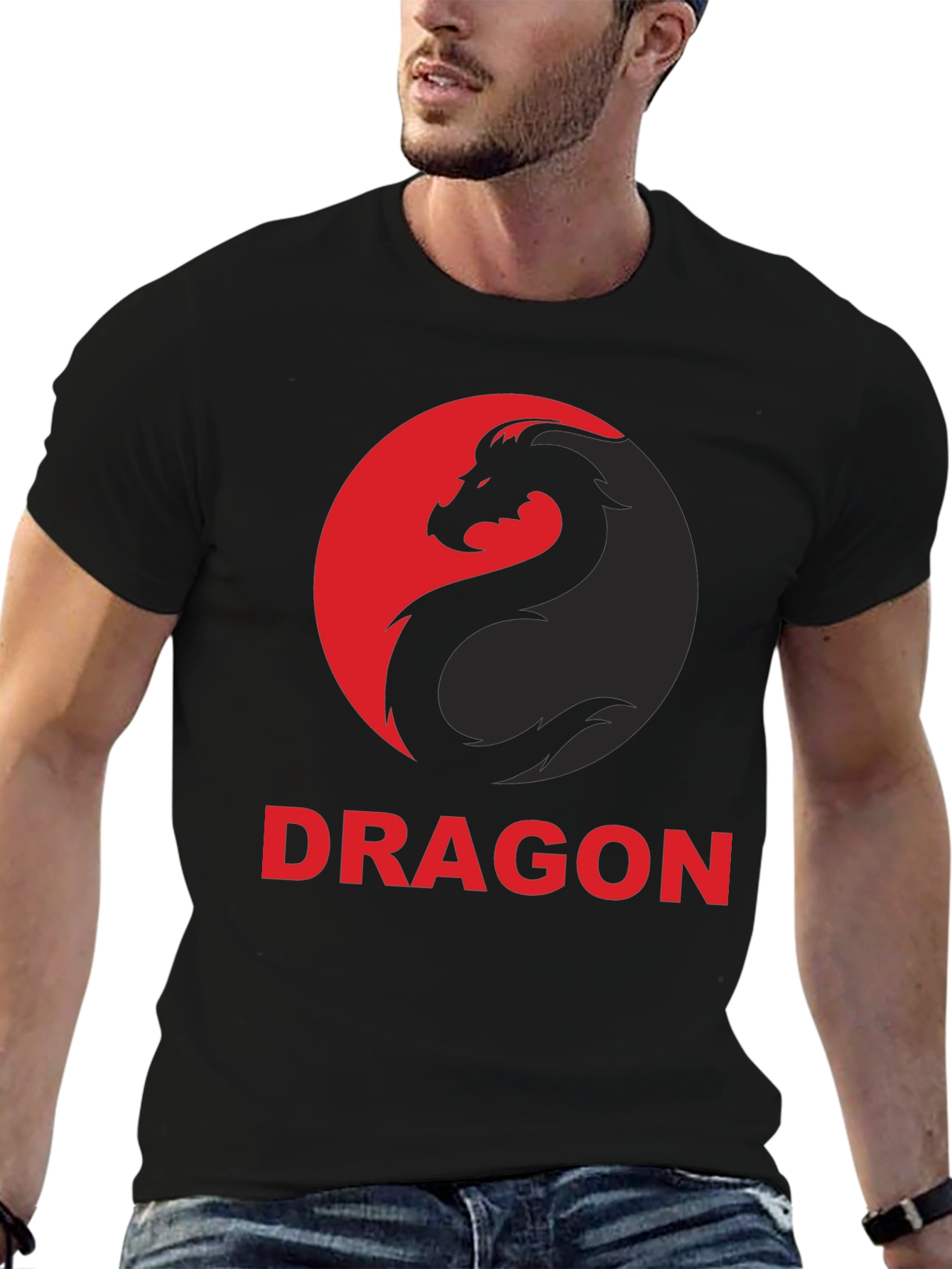 Black Dragon Graphic Tee - Black Cotton T-Shirt view 6