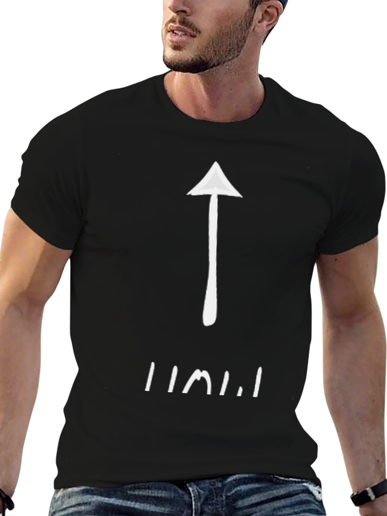 Black Arrow Graphic Print Men's Black T-Shirt view 6