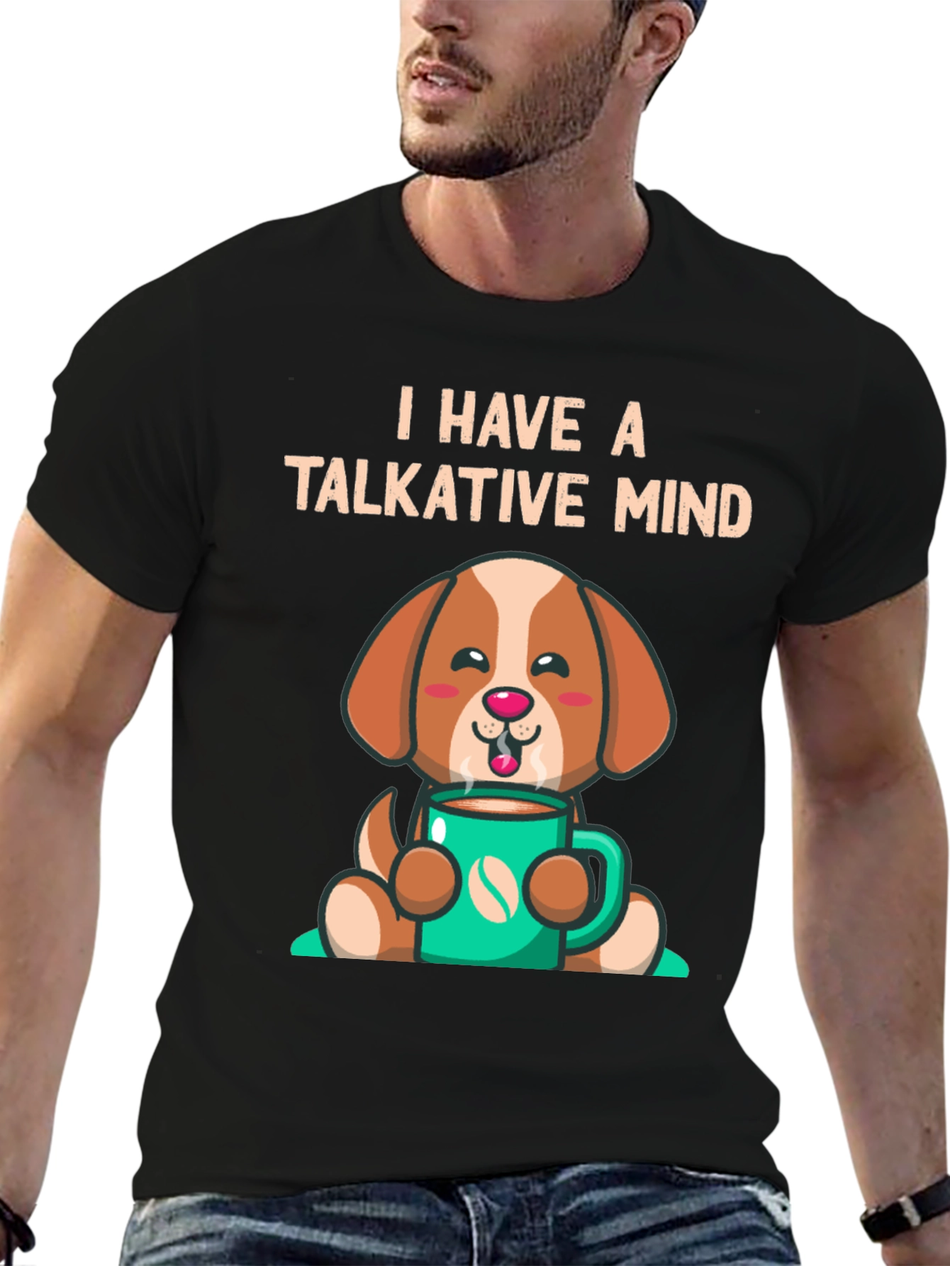 Black Talkative Mind Coffee Dog Graphic Tee view 6