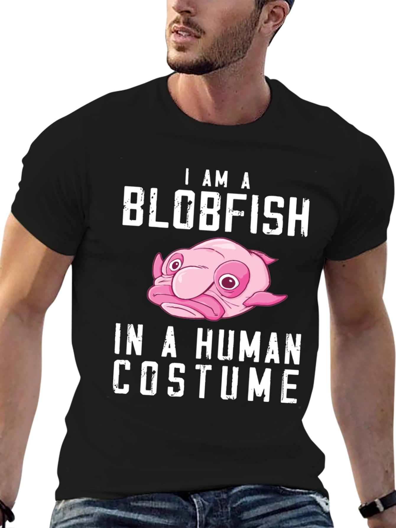 Black Blobfish in Human Costume T-Shirt view 6