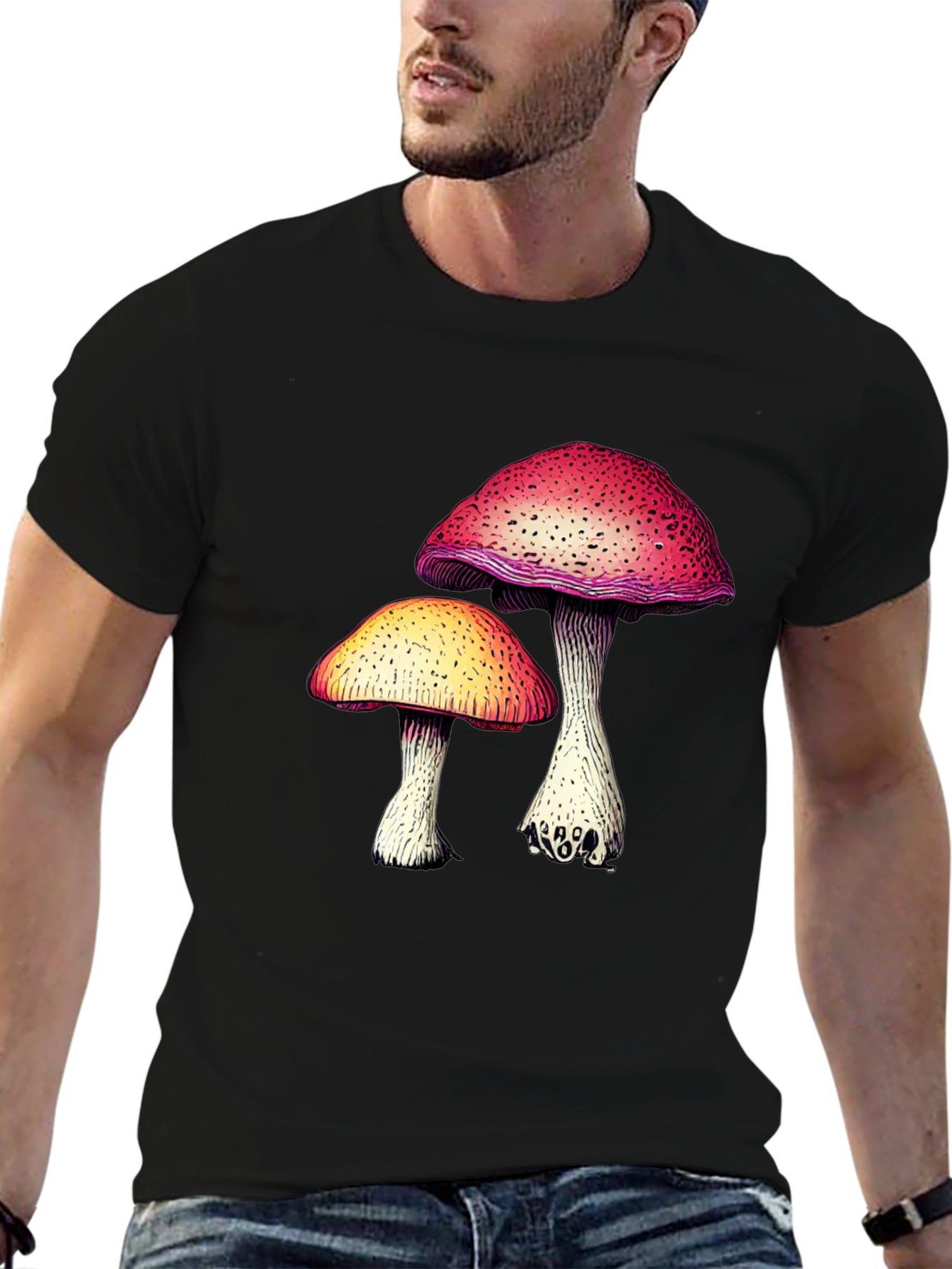 Black Mushroom Graphic Tee - Unique Design view 6