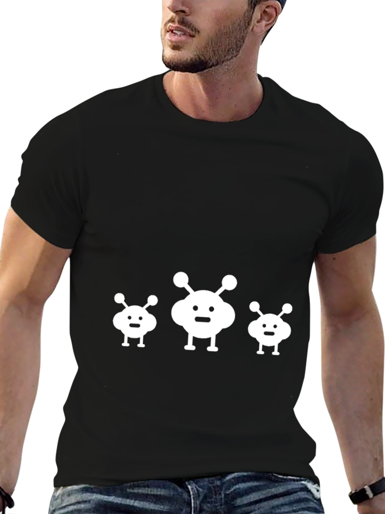 Black Alien Family Graphic Tee - Black Cotton T-Shirt view 6
