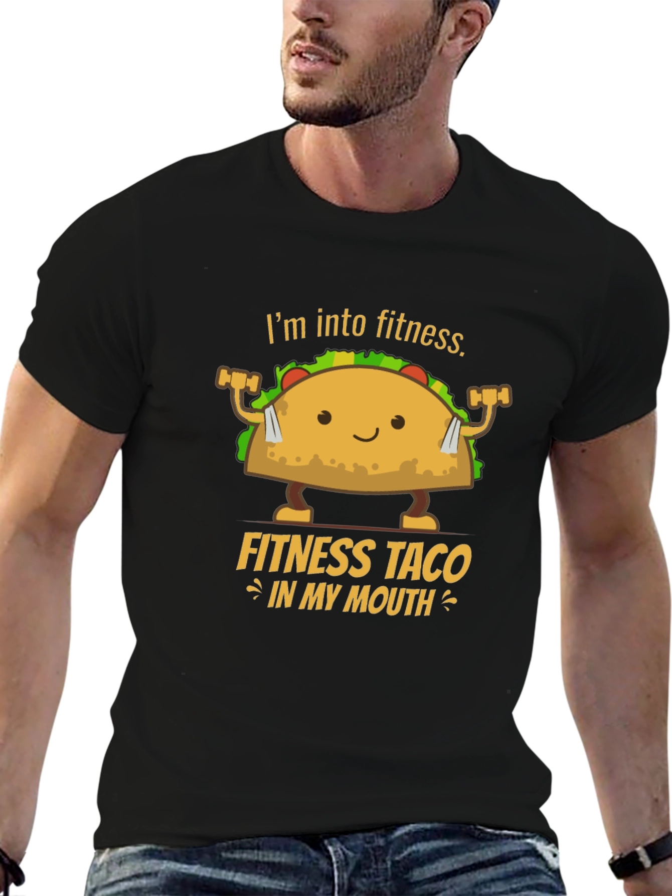 Black Fitness Taco T-Shirt - Humorous Workout Tee view 6