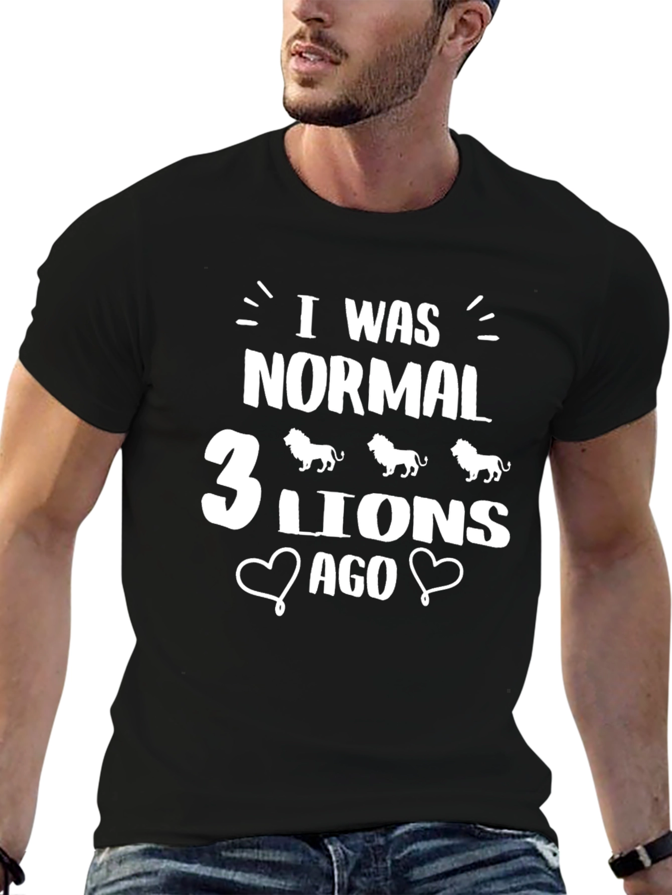 Black I Was Normal 3 Lions Ago Black T-Shirt view 6