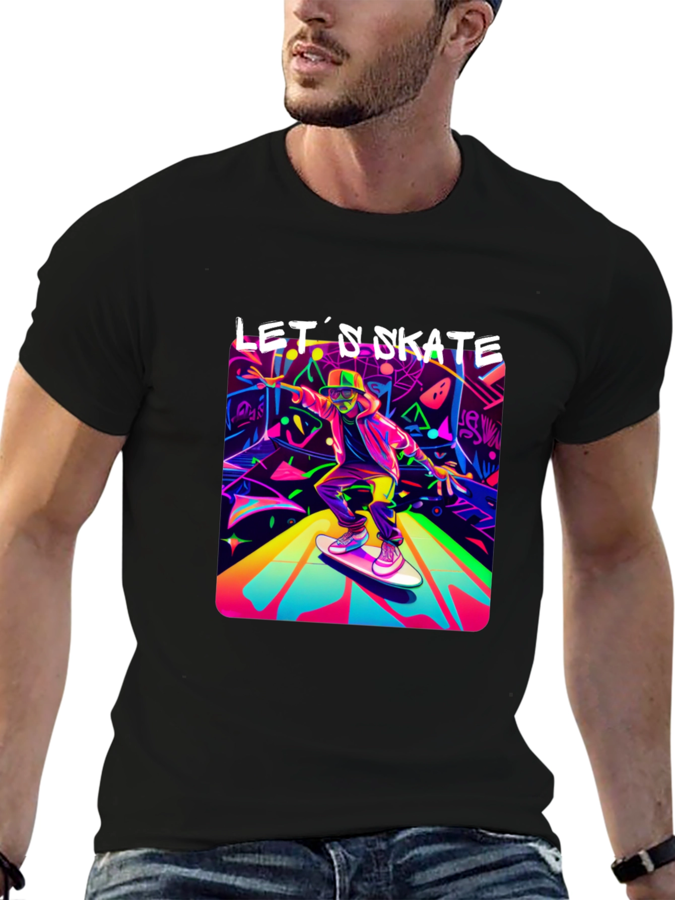 Black Let's Skate Graphic Tee view 6
