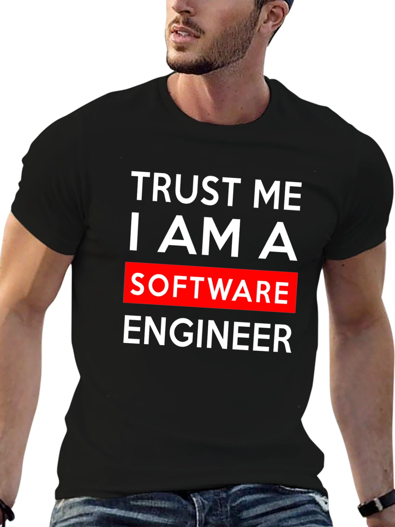 Black Trust Me, I Am A Software Engineer T-Shirt view 6