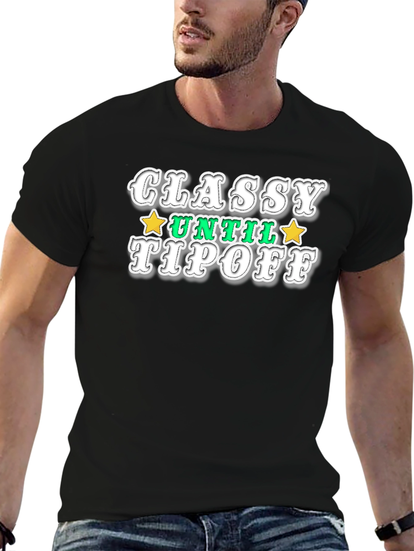 Black Classy Until Tipoff Black Graphic Tee view 6