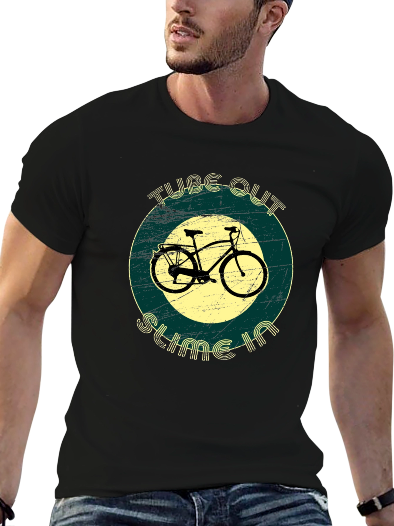 Vintage Bicycle T-Shirt - Tube Out Slime In - Cycling Tee - 6