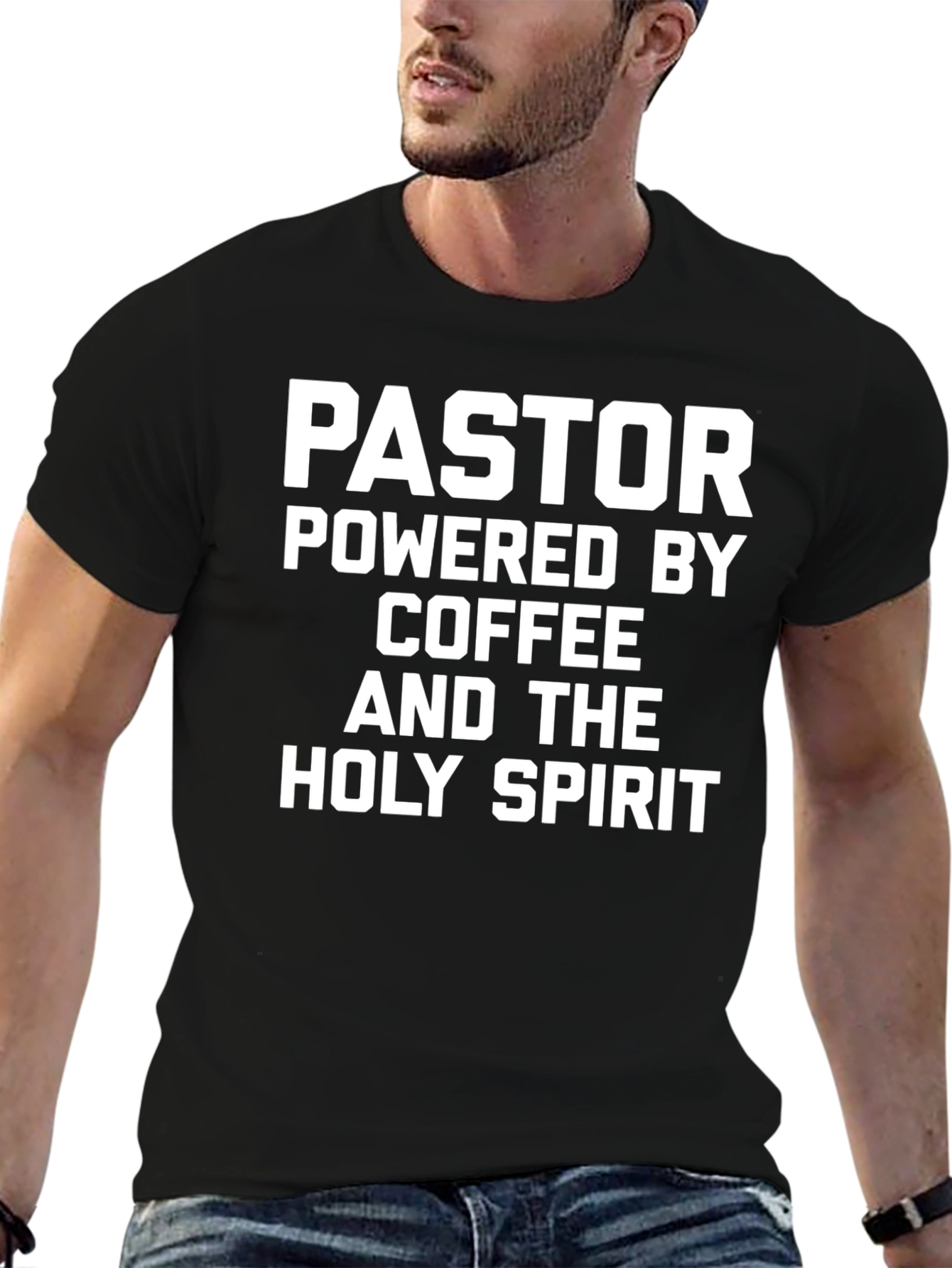 Black Pastor Powered By Coffee & Holy Spirit T-Shirt view 6
