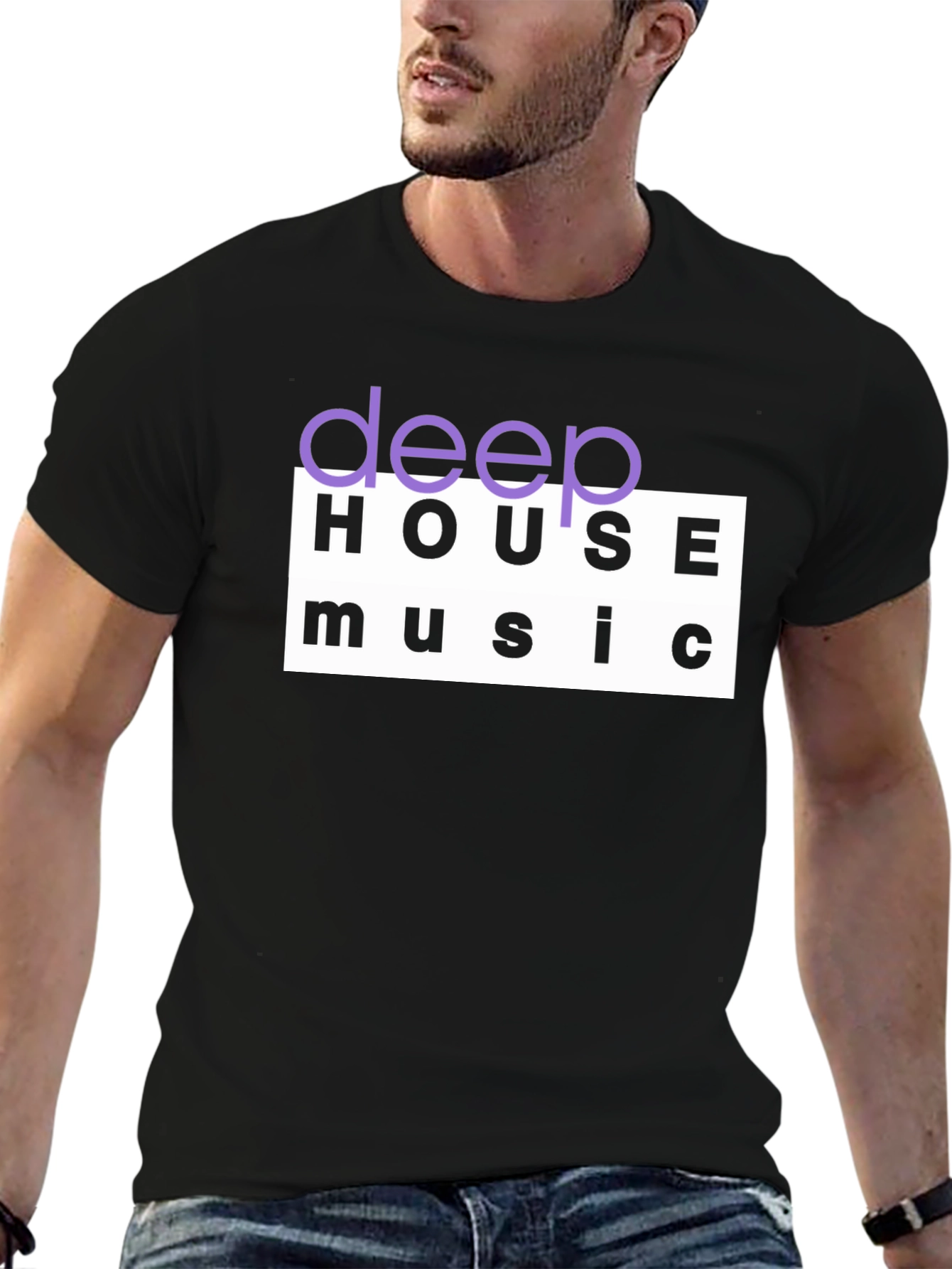 Black Deep House Music Black Graphic T-Shirt view 6