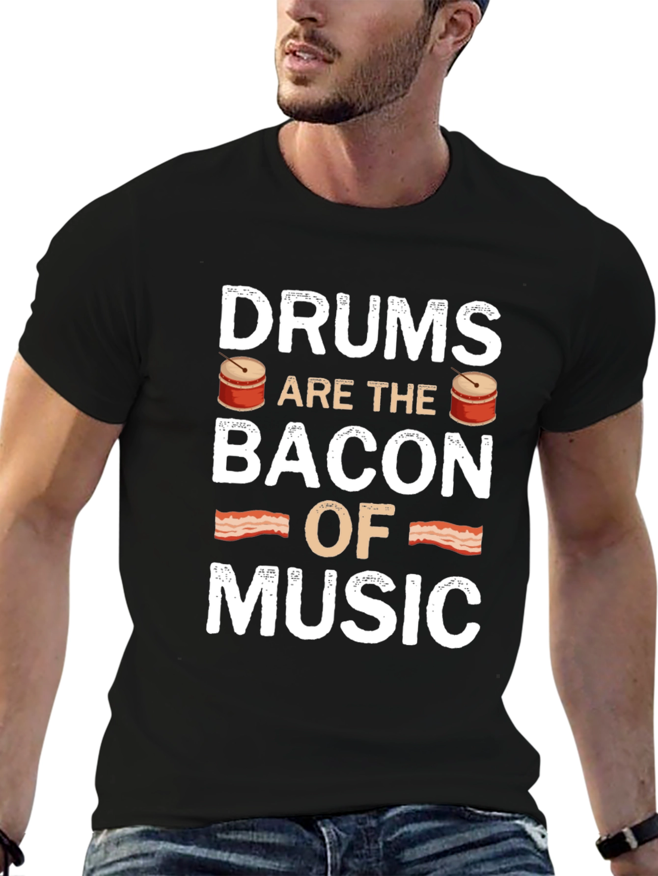 Black Drums are the Bacon of Music T-Shirt view 6