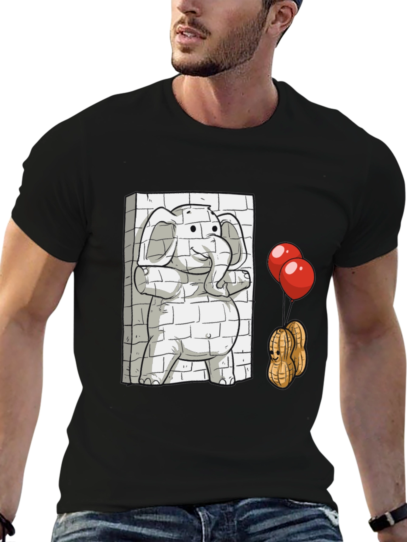 Black Elephant & Peanuts Graphic T-Shirt view 6