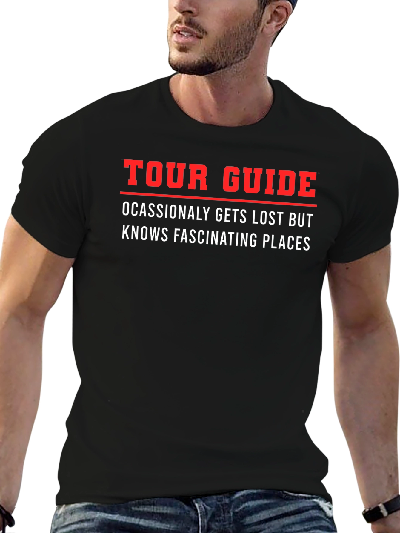 Black Funny Tour Guide T-Shirt view 6