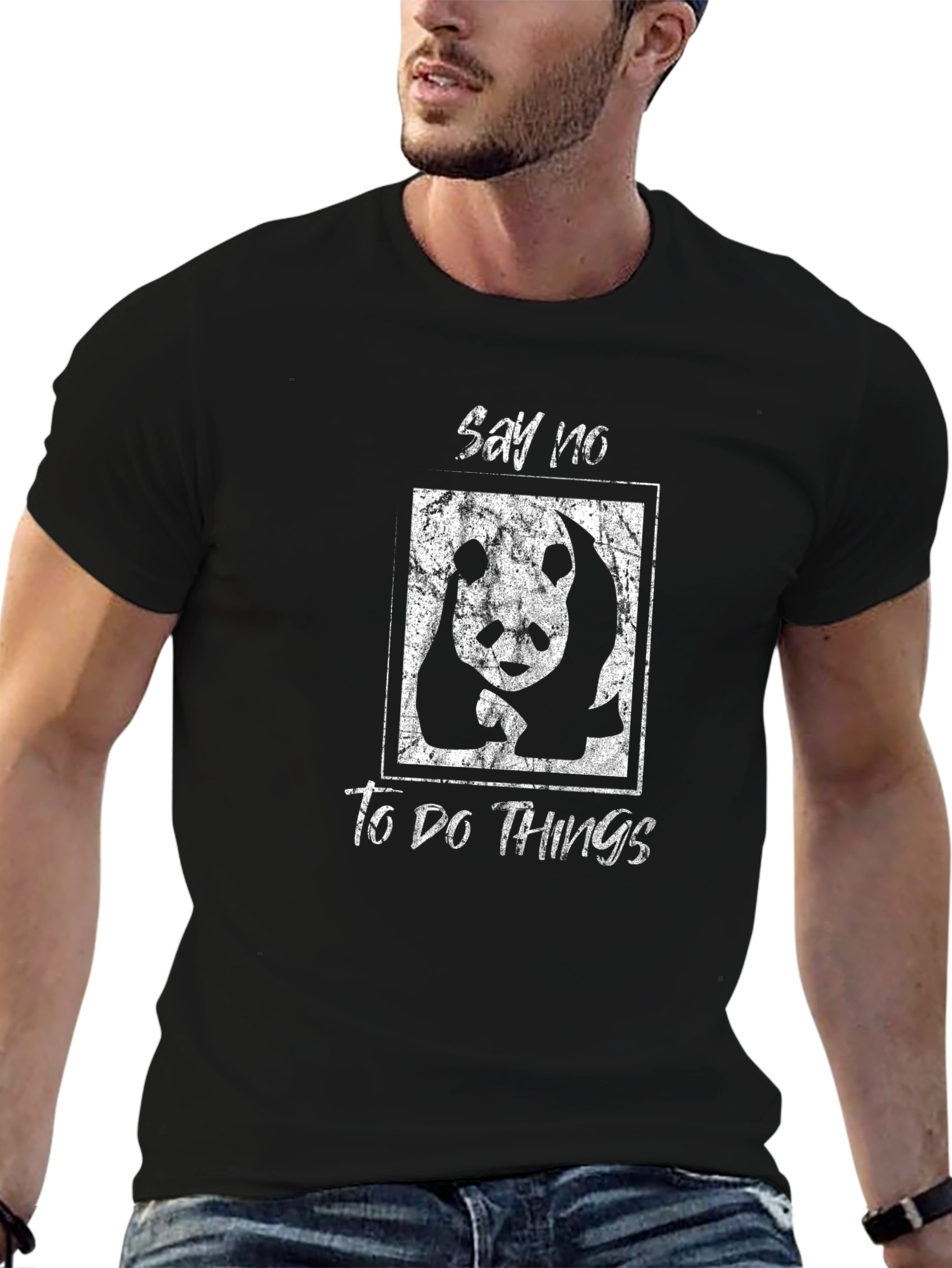 Black Say No To Do Things Panda Graphic T-Shirt view 6