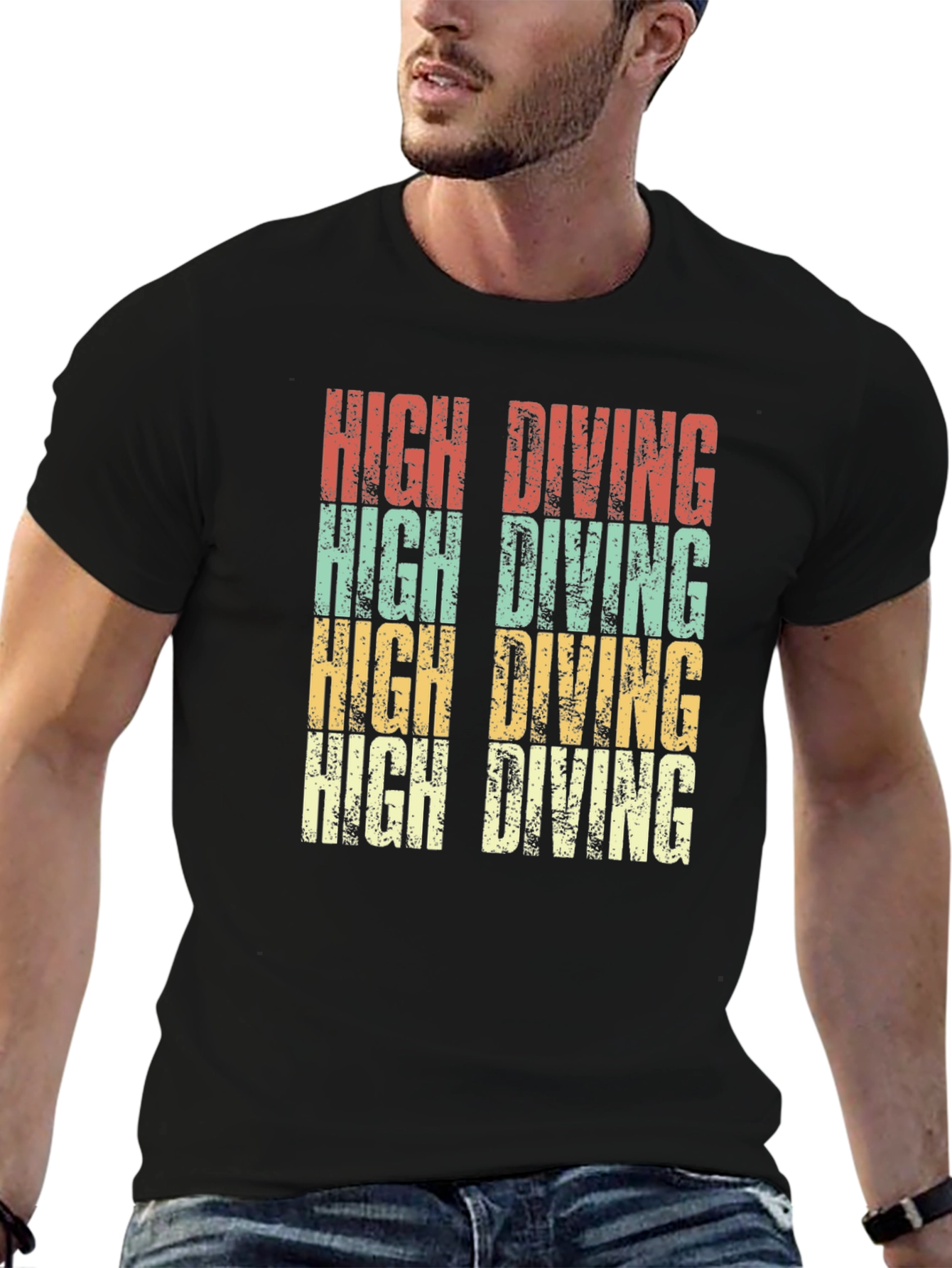 Black High Diving Retro T-Shirt view 6