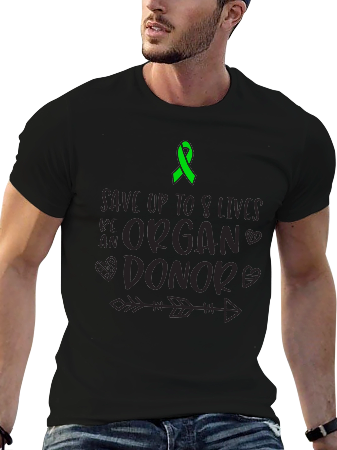 Black Organ Donor Awareness T-Shirt Save 8 Lives view 6