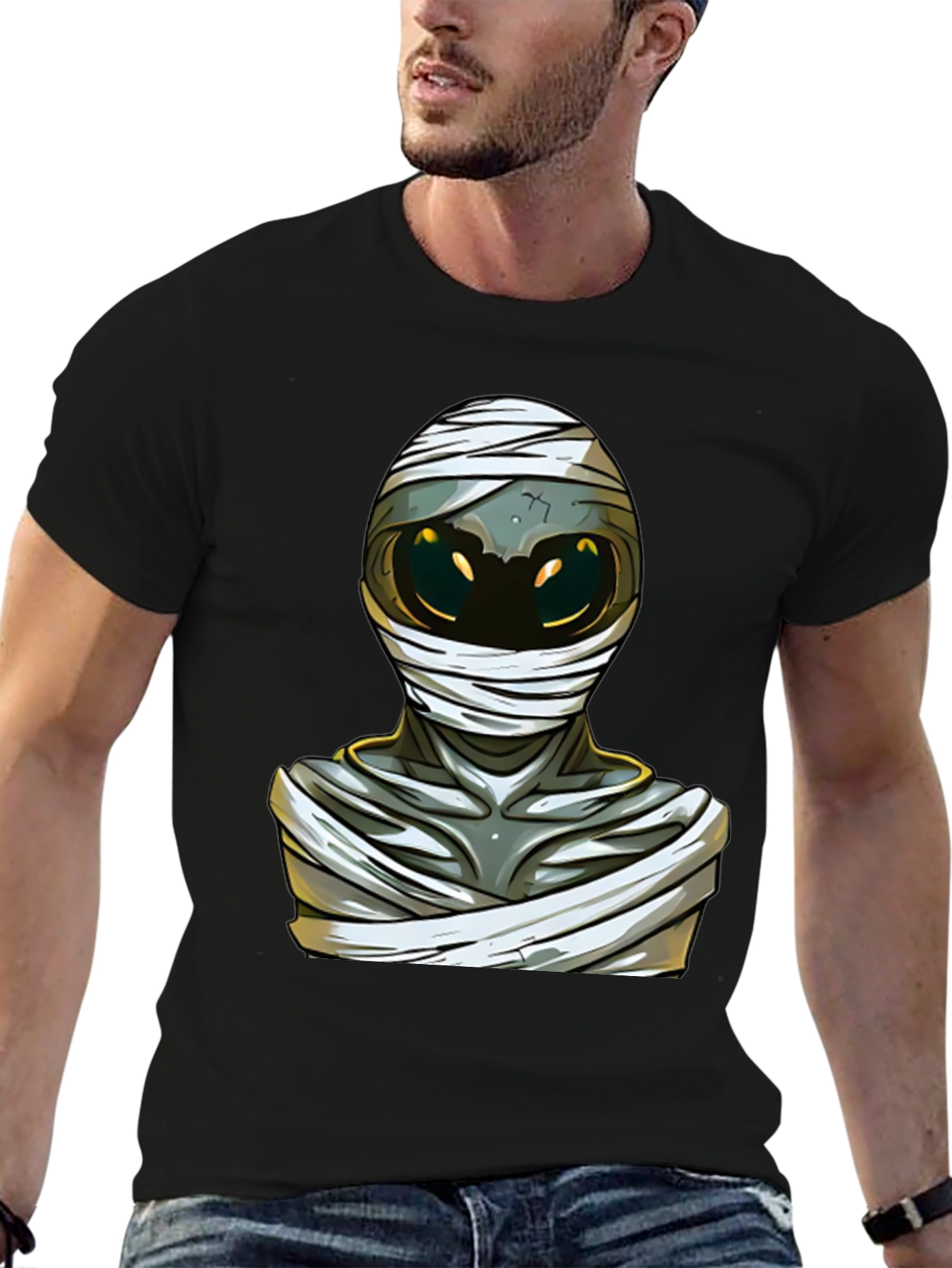 Black Mummy Graphic Tee - Unique Halloween Design view 6