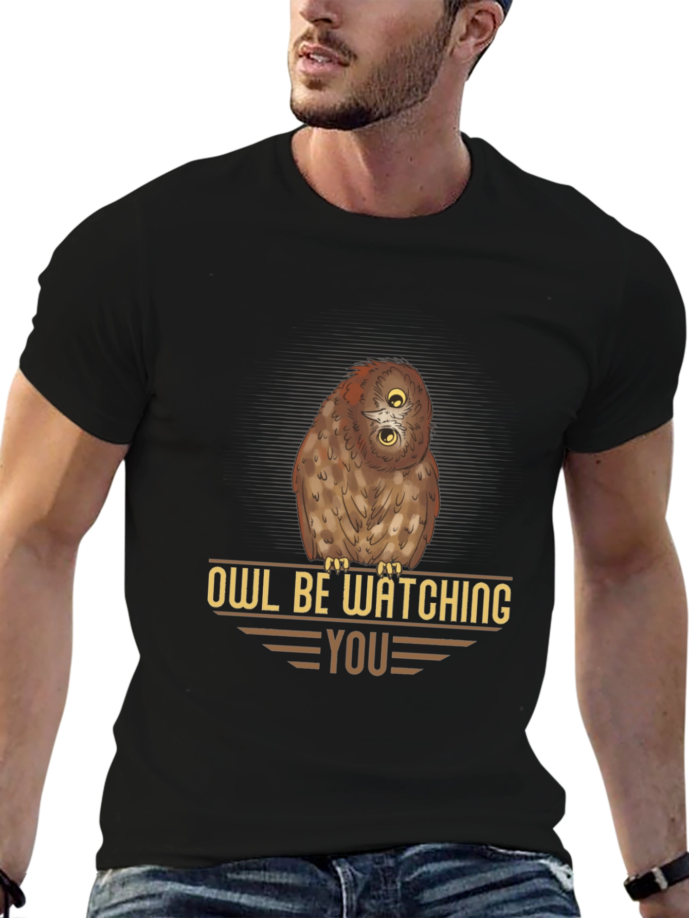 Black Owl Be Watching You - Graphic T-Shirt view 6