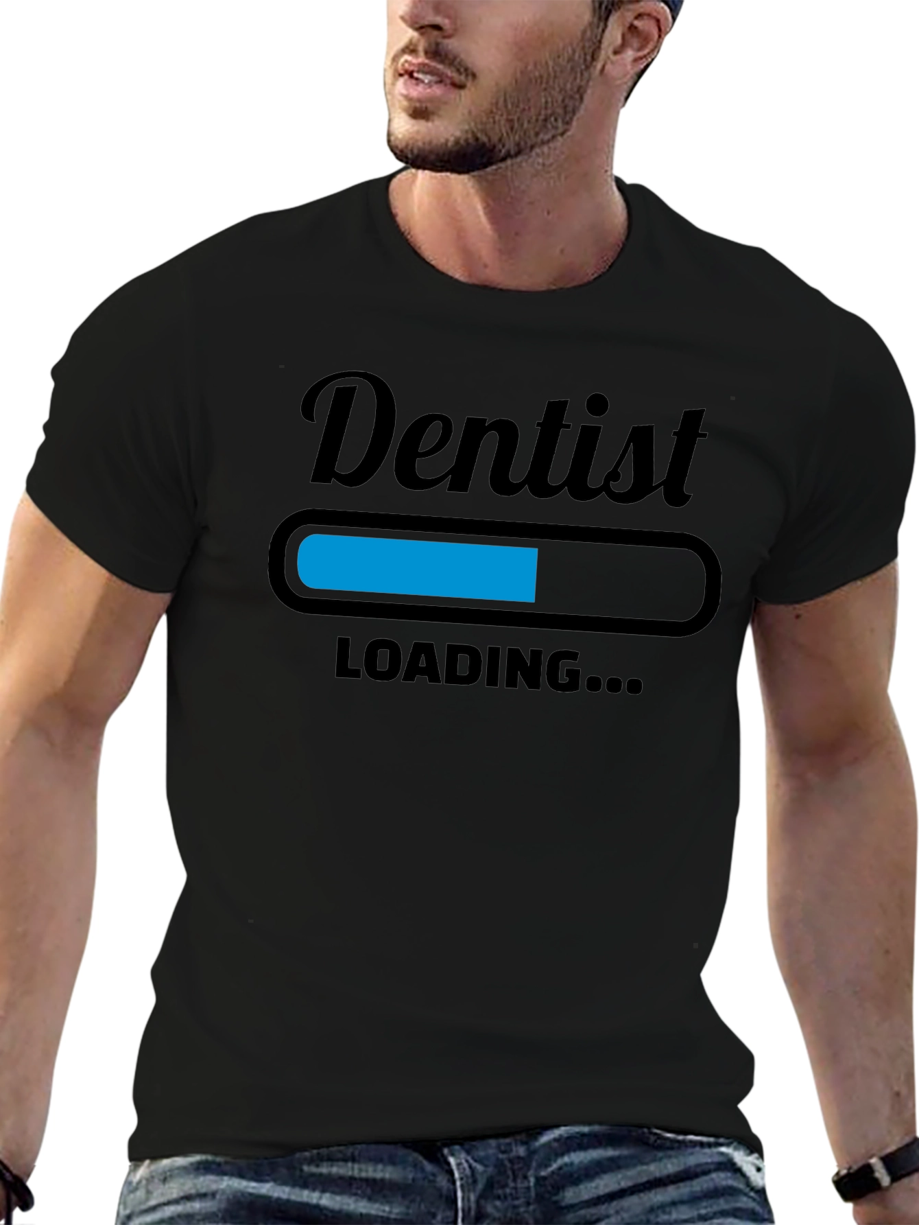 Black Dentist Loading T-Shirt - Funny Dental Apparel view 6