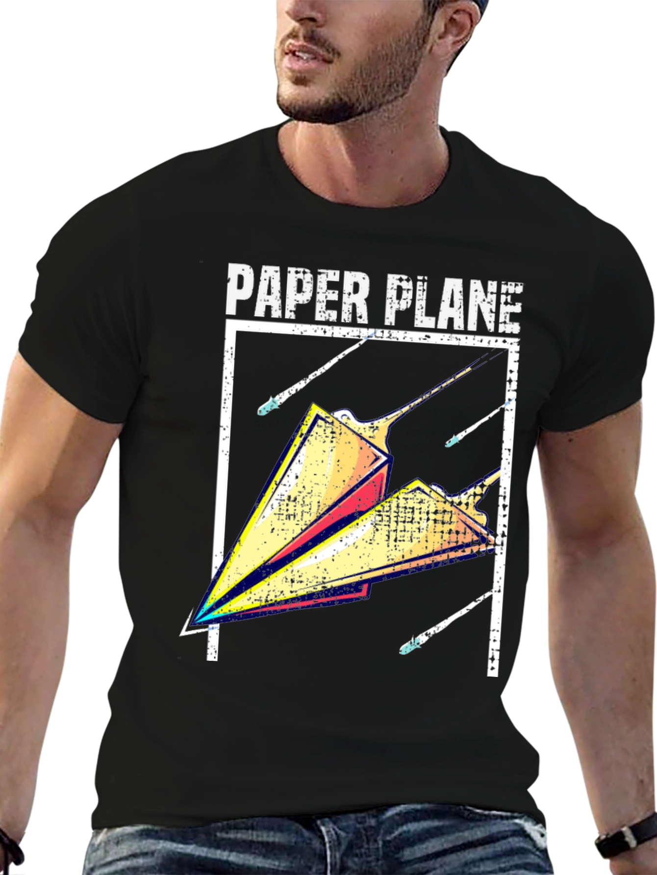 Black Paper Plane Graphic Tee - Modern Casual Style view 6