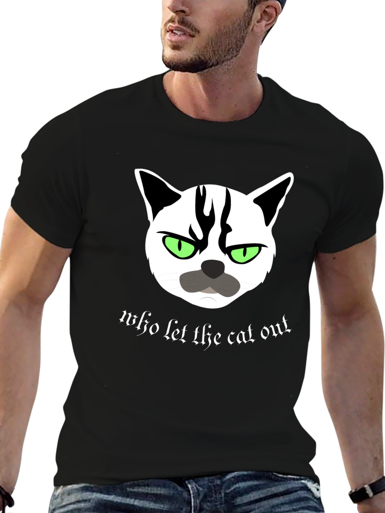 Black Grumpy Cat T-Shirt - Who Let The Cat Out? view 6