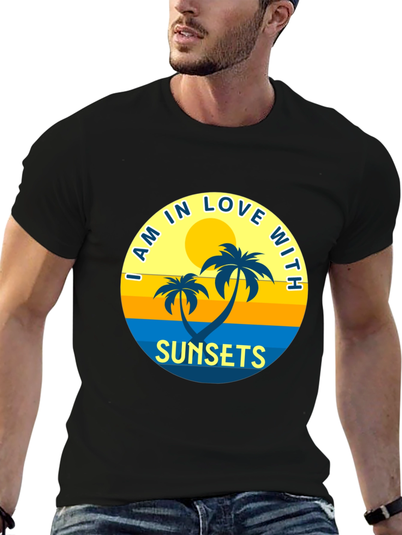 Black Sunset Palms Graphic T-Shirt view 6