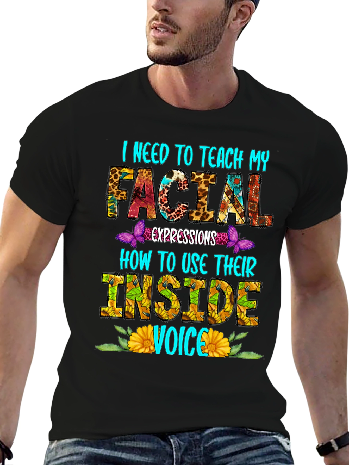 Black Teach Facial Expressions T-Shirt view 6