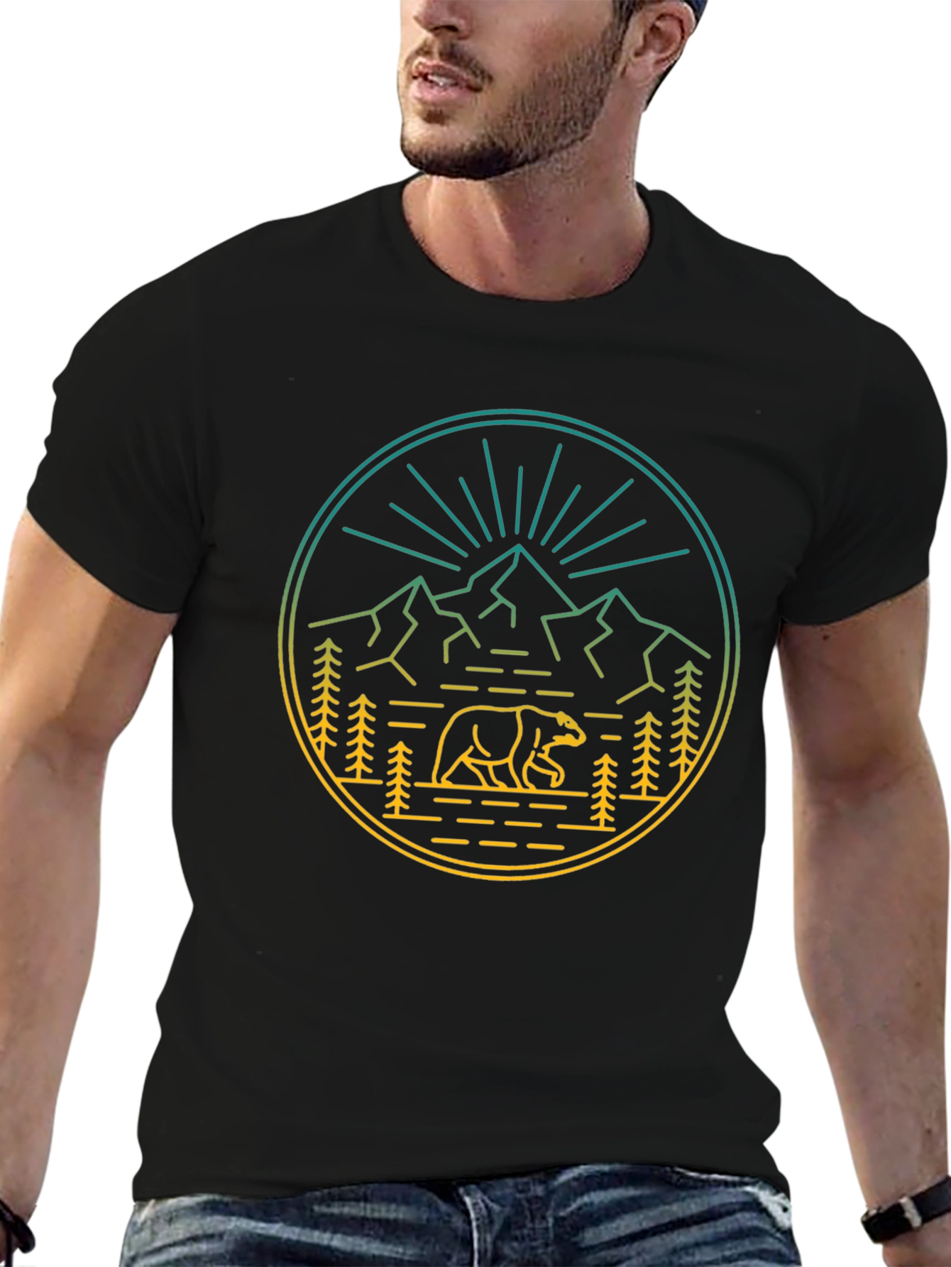 Black Mountain Bear Graphic T-Shirt - Adventure Style view 6