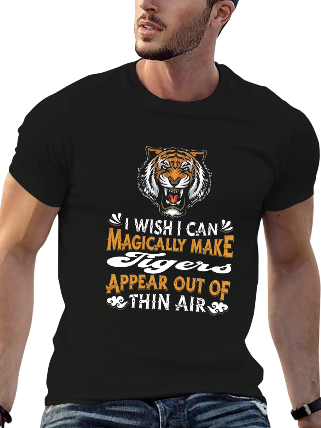 Black Magical Tiger Graphic Tee - Black Cotton Blend view 6