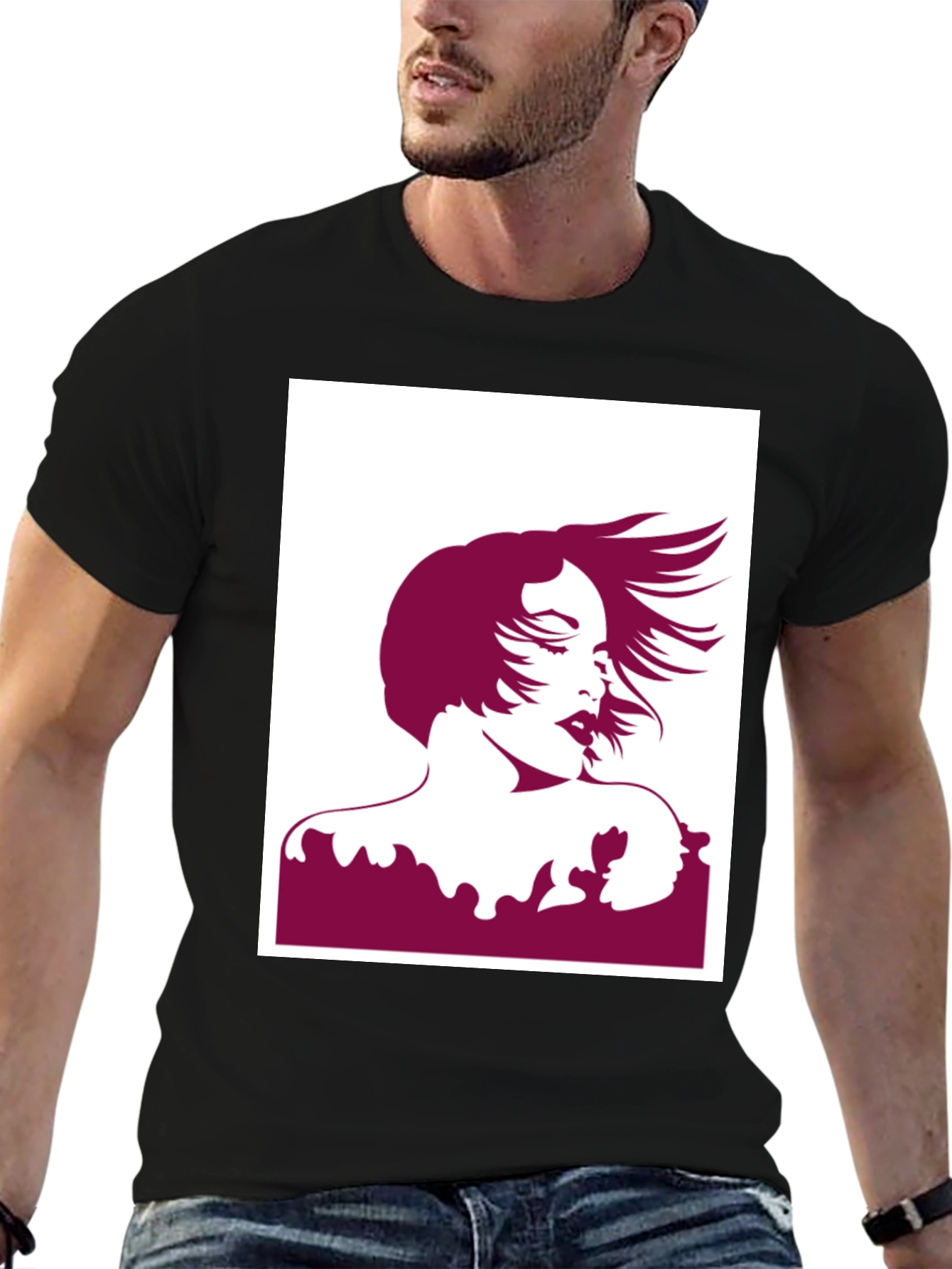 Black Silhouette Graphic Tee - Black Cotton Blend view 6