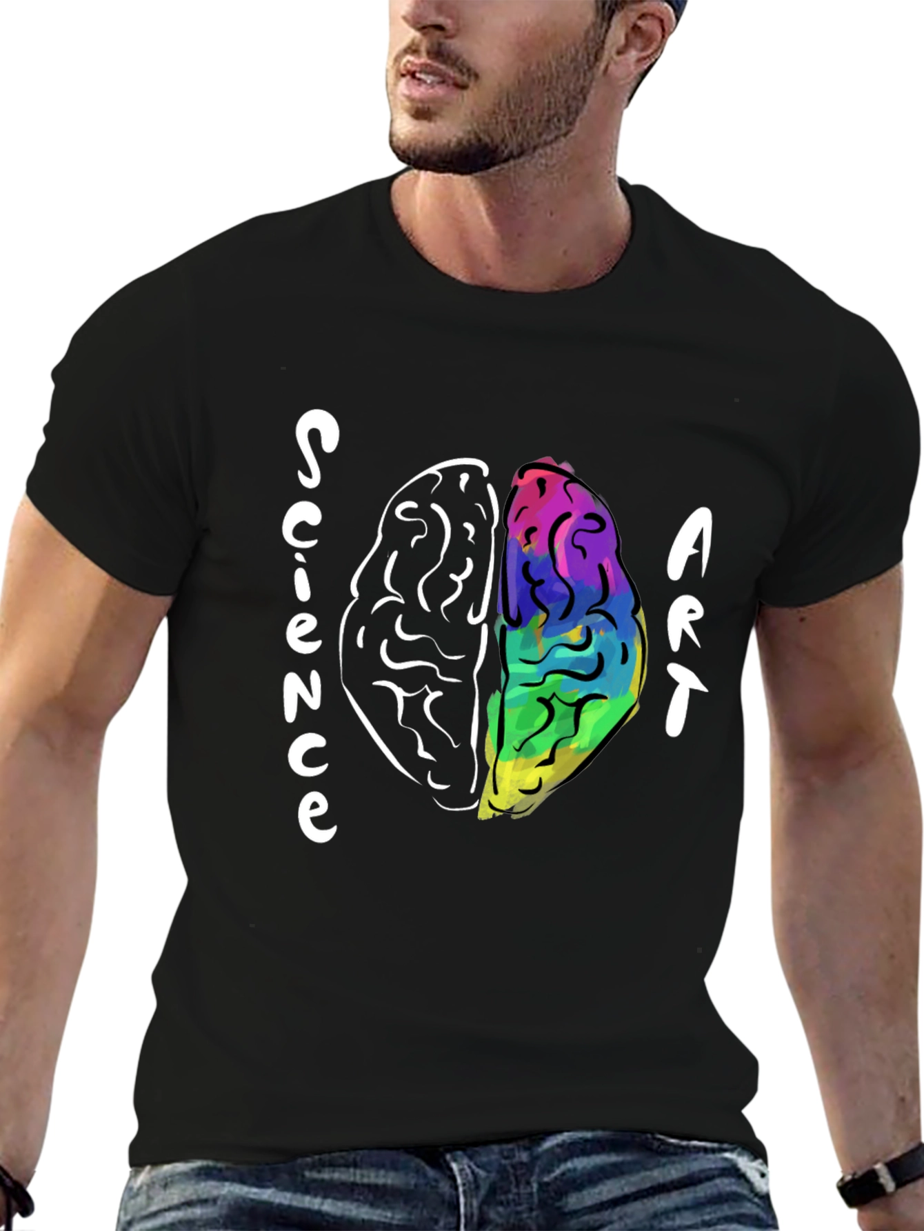 Black Science Meets Art Brain T-Shirt view 6