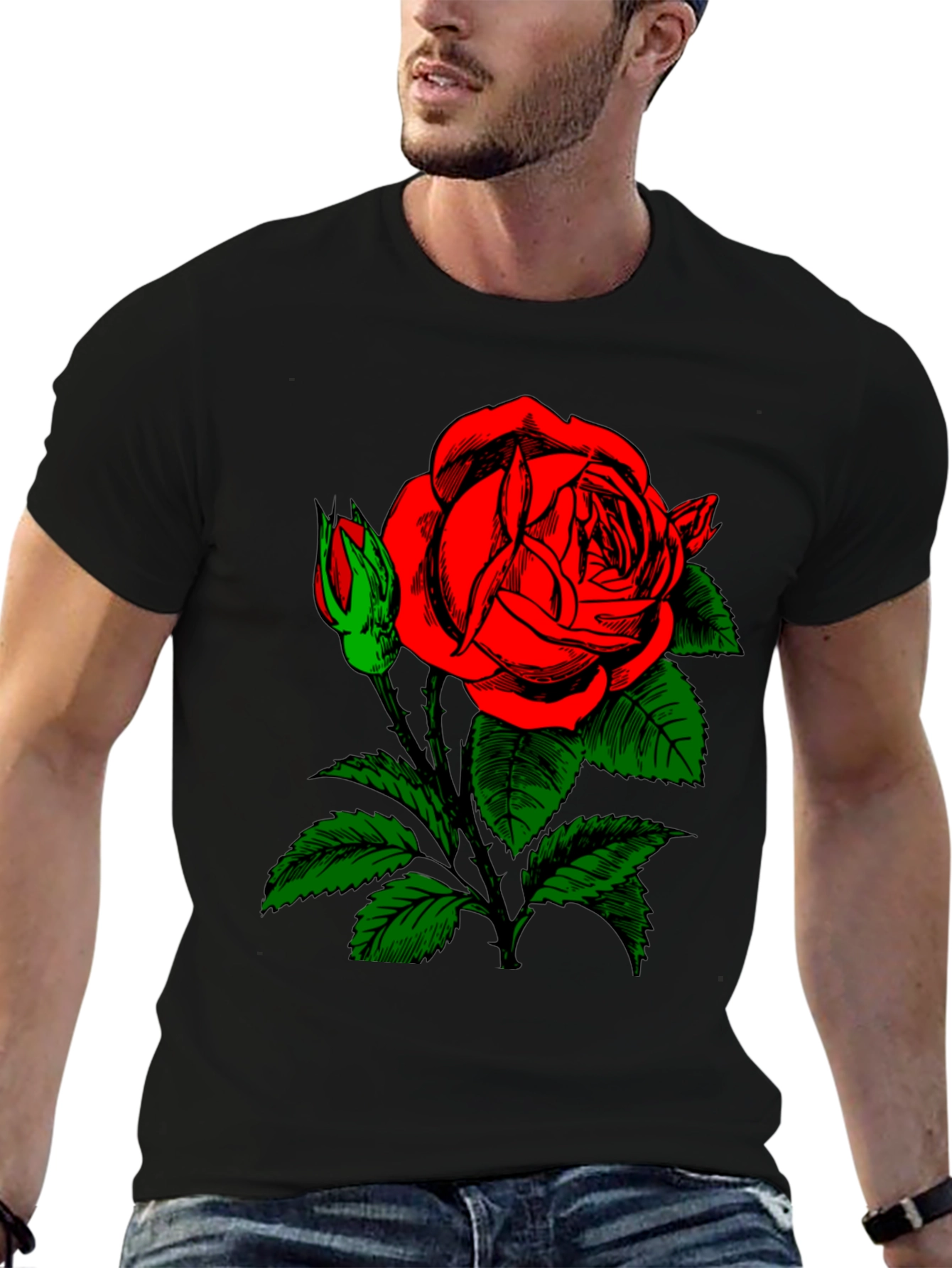 Black Rose Graphic Black T-Shirt view 6