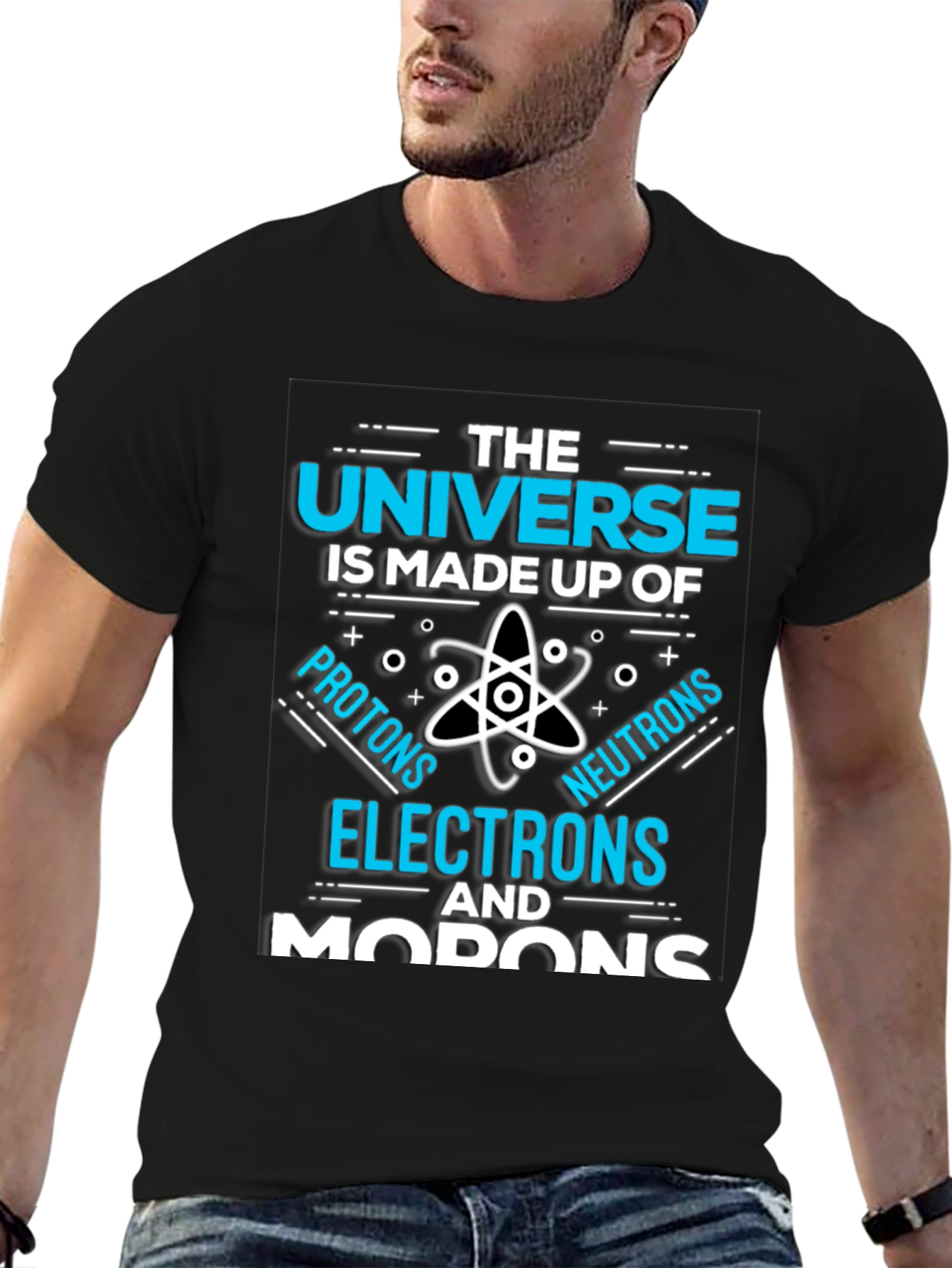 Black Universe Funny Science T-Shirt view 6