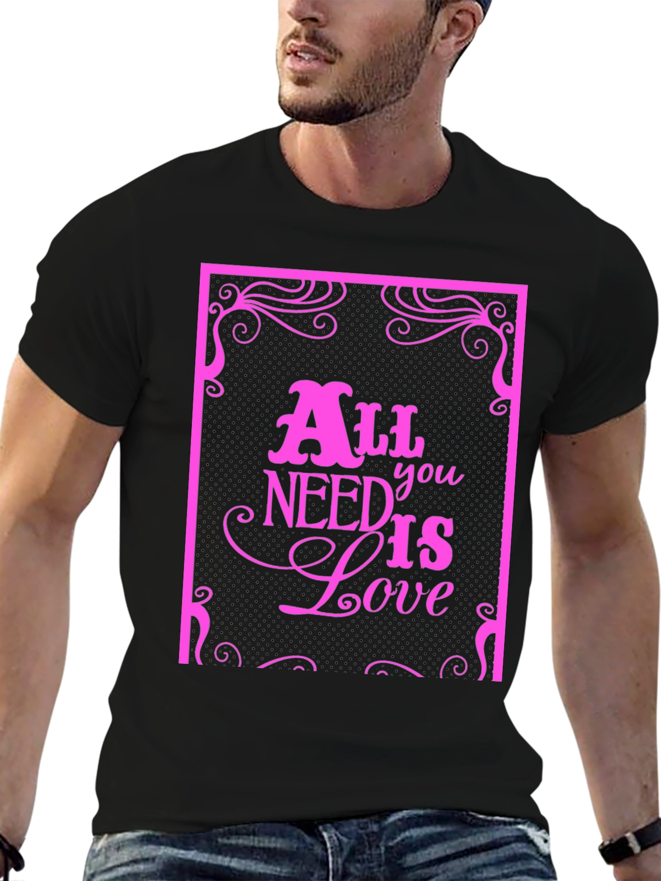 Black All You Need Is Love Graphic Tee view 6
