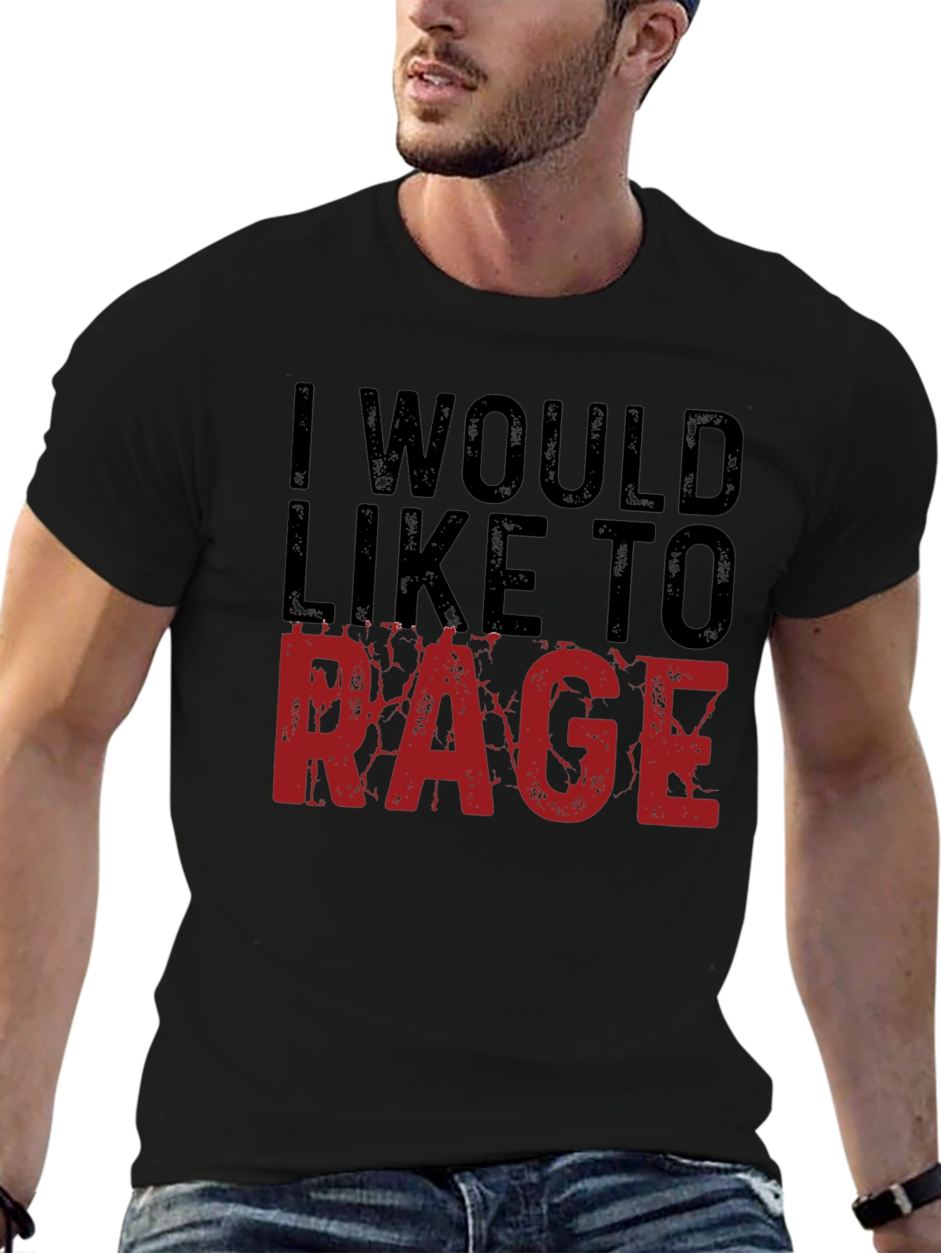 Black I Would Like to Rage Black Graphic Tee view 6