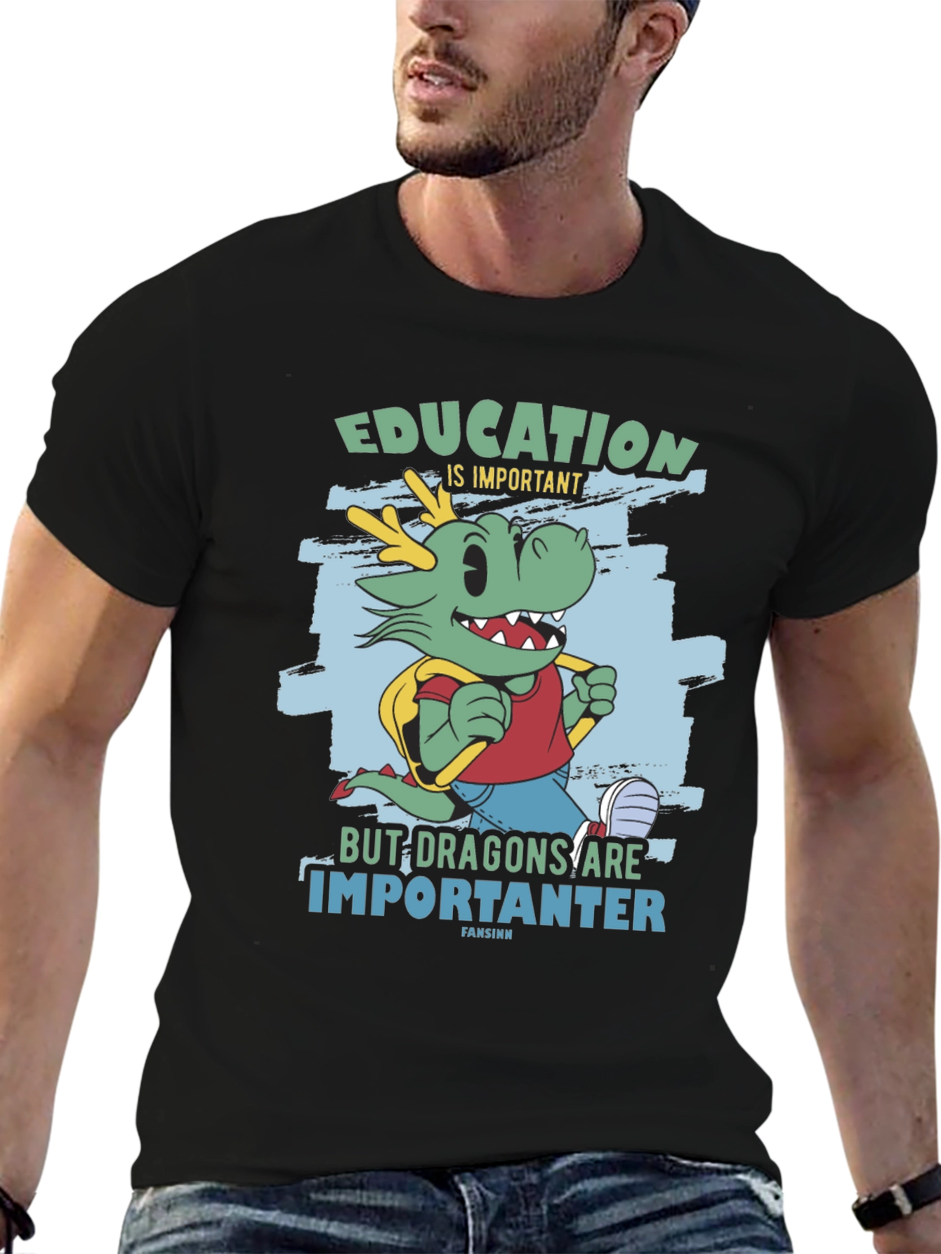 Black Education Dragon Graphic T-Shirt view 6
