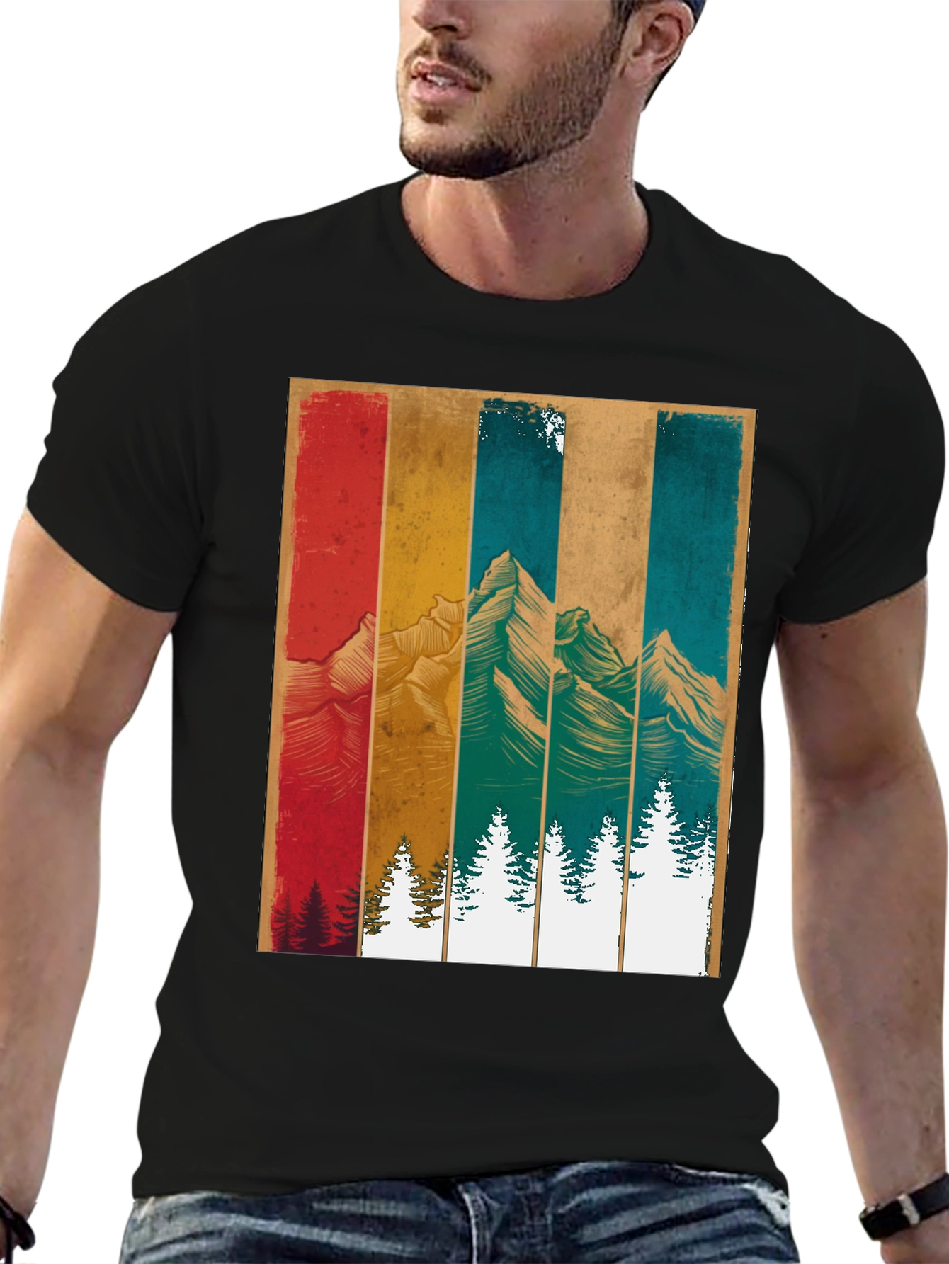 Black Retro Mountainscape Graphic Tee view 6